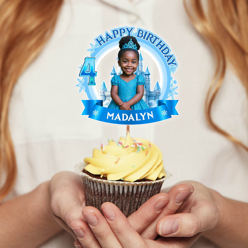 Princess Birthday - Custom Birthday Party Face Cupcake Toppers, Graduation Decorations, Physical Product