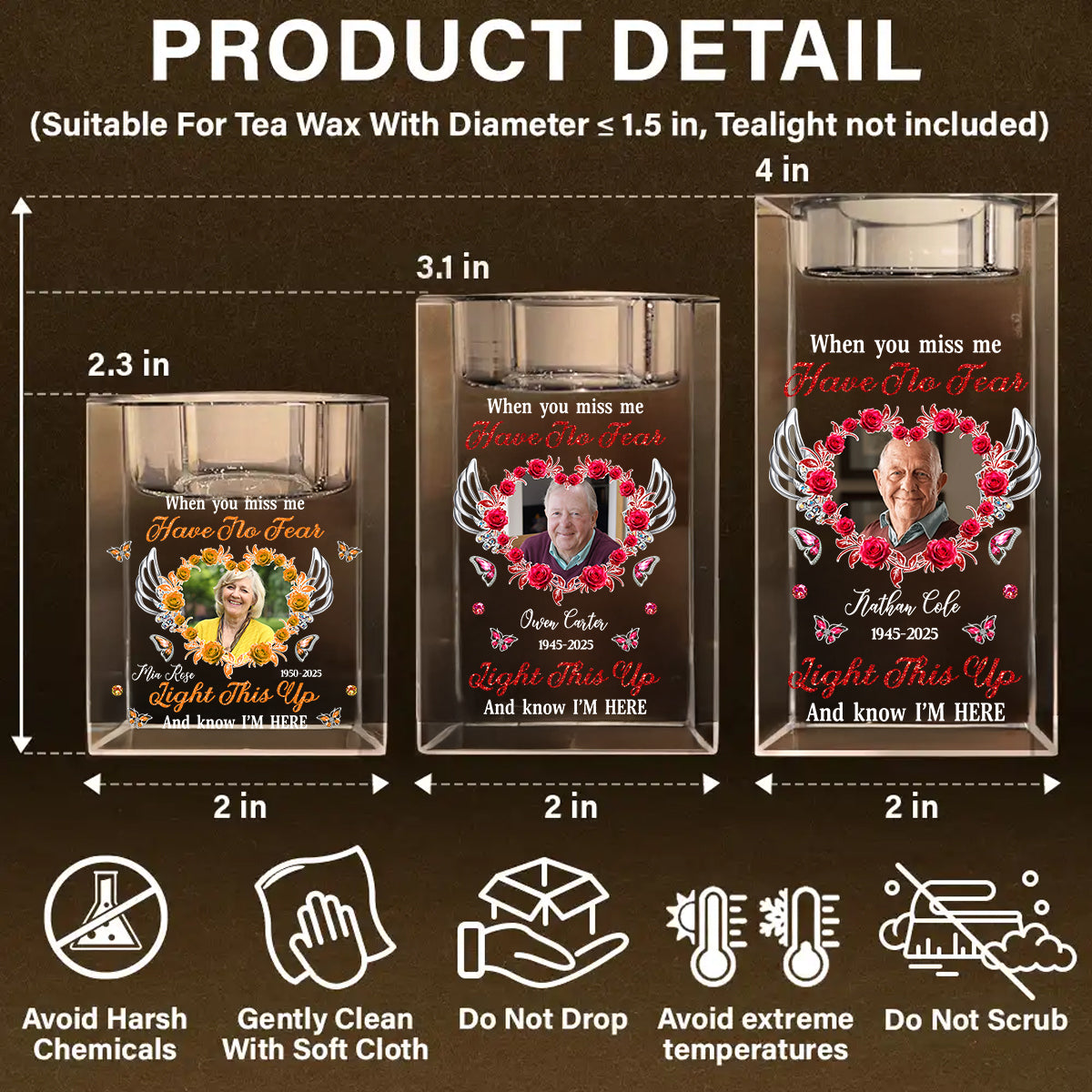 Light This Up and Know I'm Here - Personalized Crystal Candle Holder