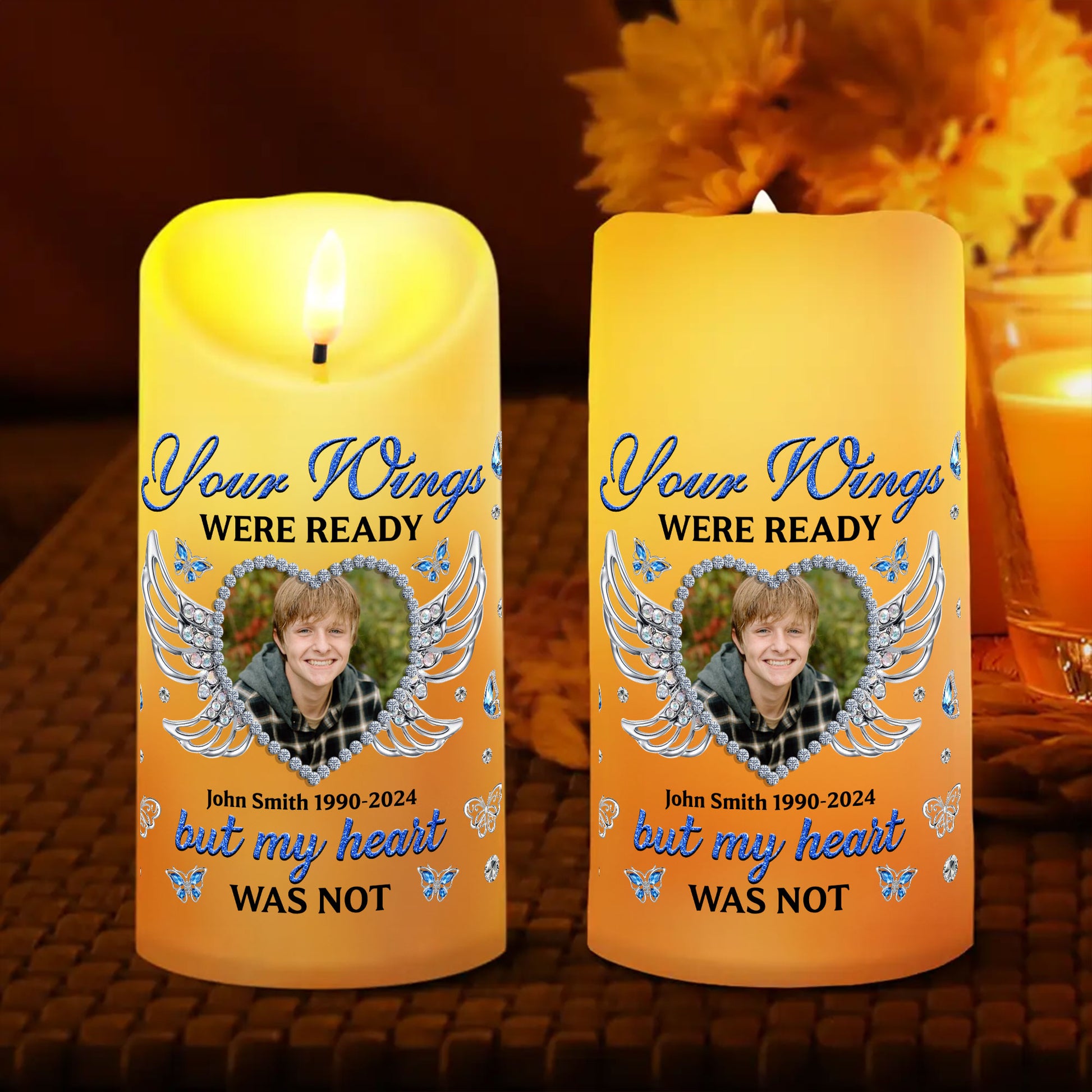Custom Name and Photo Memorial Gift - Personalizes Memorial Photo LED Candle - Memorial Gift