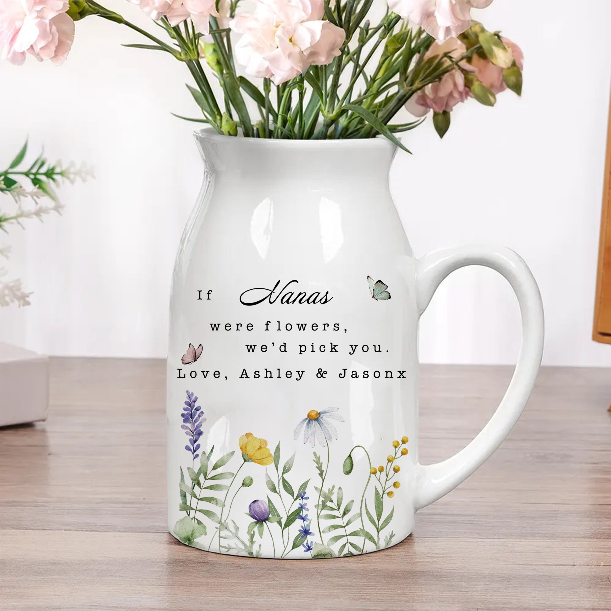Wildflower Lavender Floral - Personalized Ceramic Flower Vase - Family Gift
