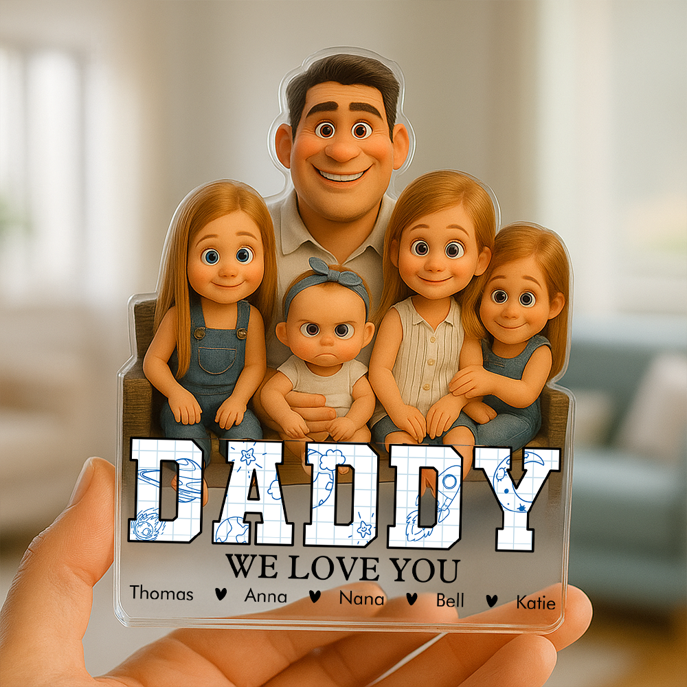 Daddy We Love You - Personalized Photo and Name - Custom Shaped Acrylic Plaque - Home Decor