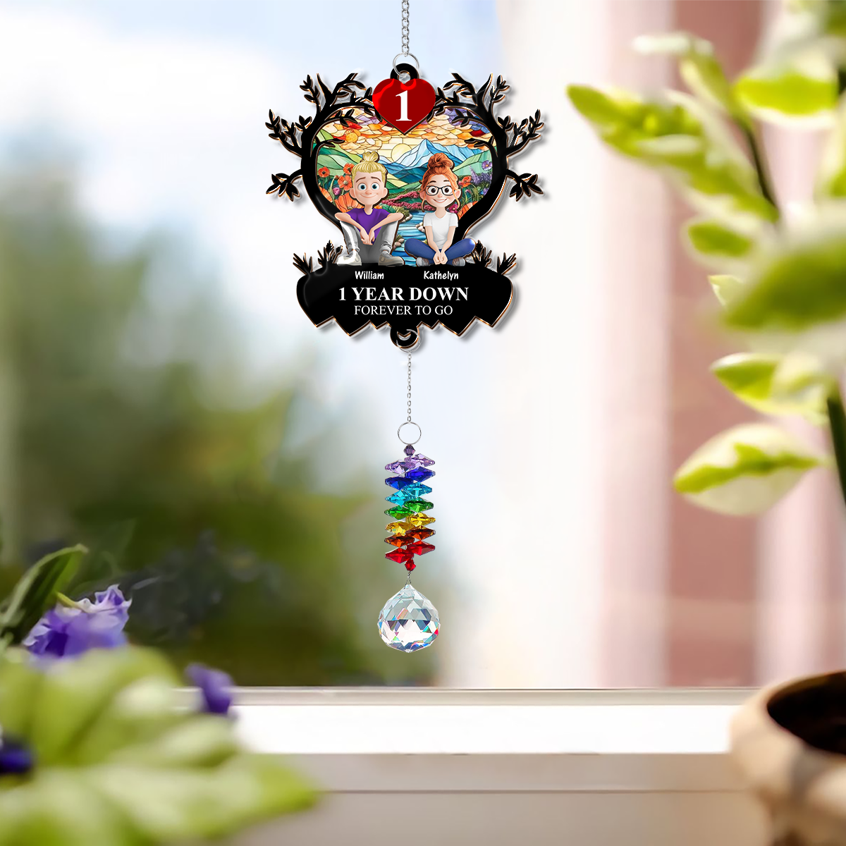 Forever To Go - Ornament Hanging Piece With Crystal Charm - Couple Gift