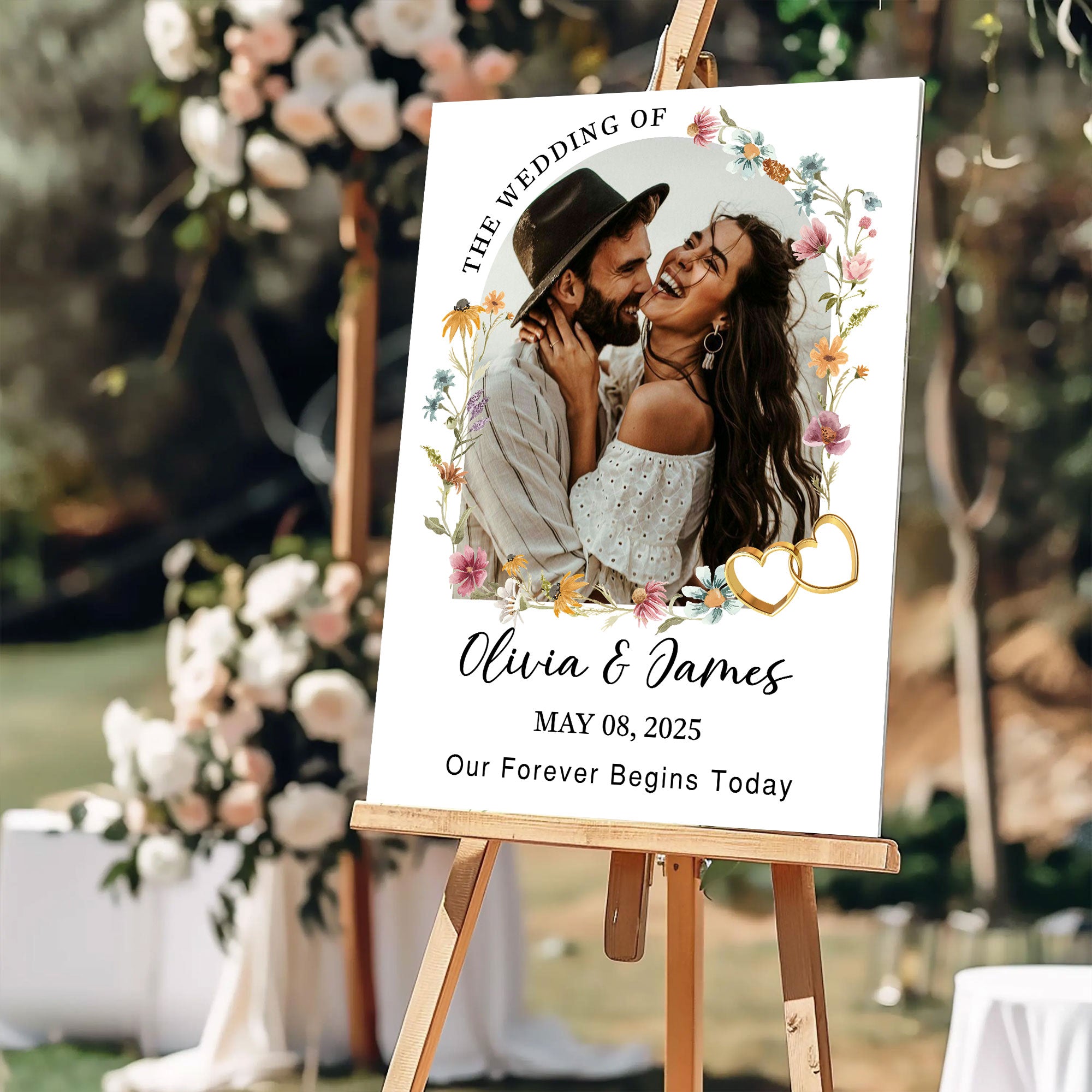 Wedding Welcome Sign - Custom Name & Photo Wedding Law Sign