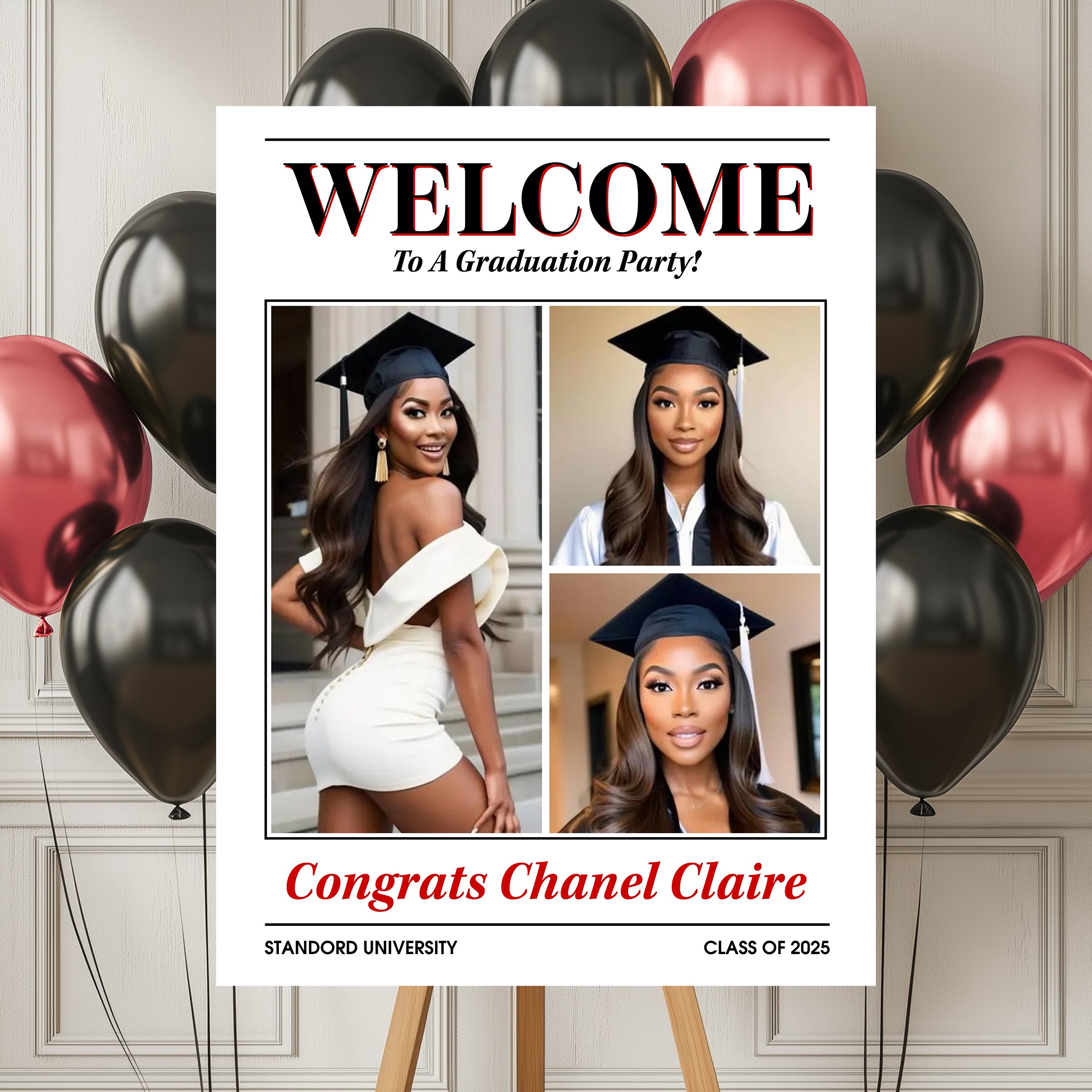 Welcome To A Graduation Party Class Of School Personalized Multi Photo Welcome Sign