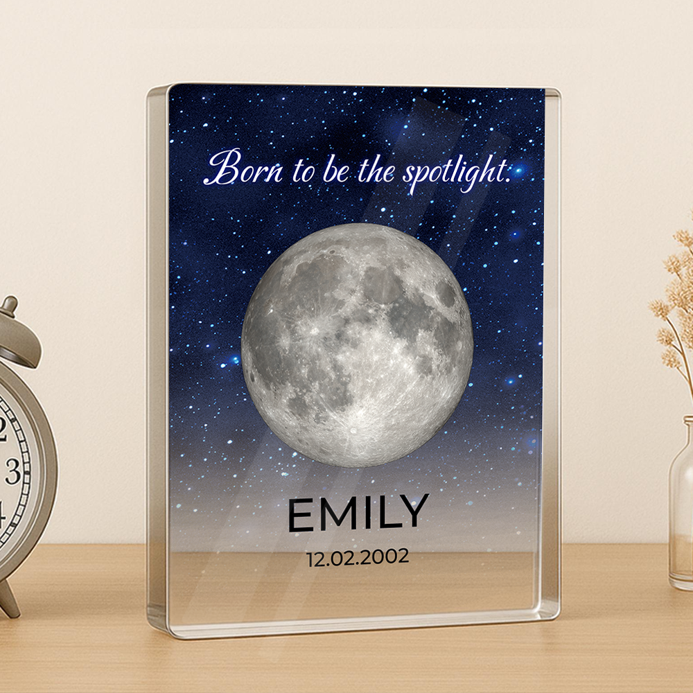Born to be the Spotlight - Custom Name and Birthdate - Custom Shaped Acrylic Plaque - Home Decor