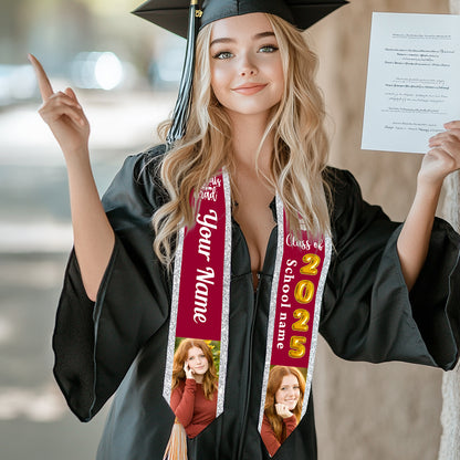 Custom Graduation Stoles | Personalized With Photo, Name & School | Class Of 2025 Gift