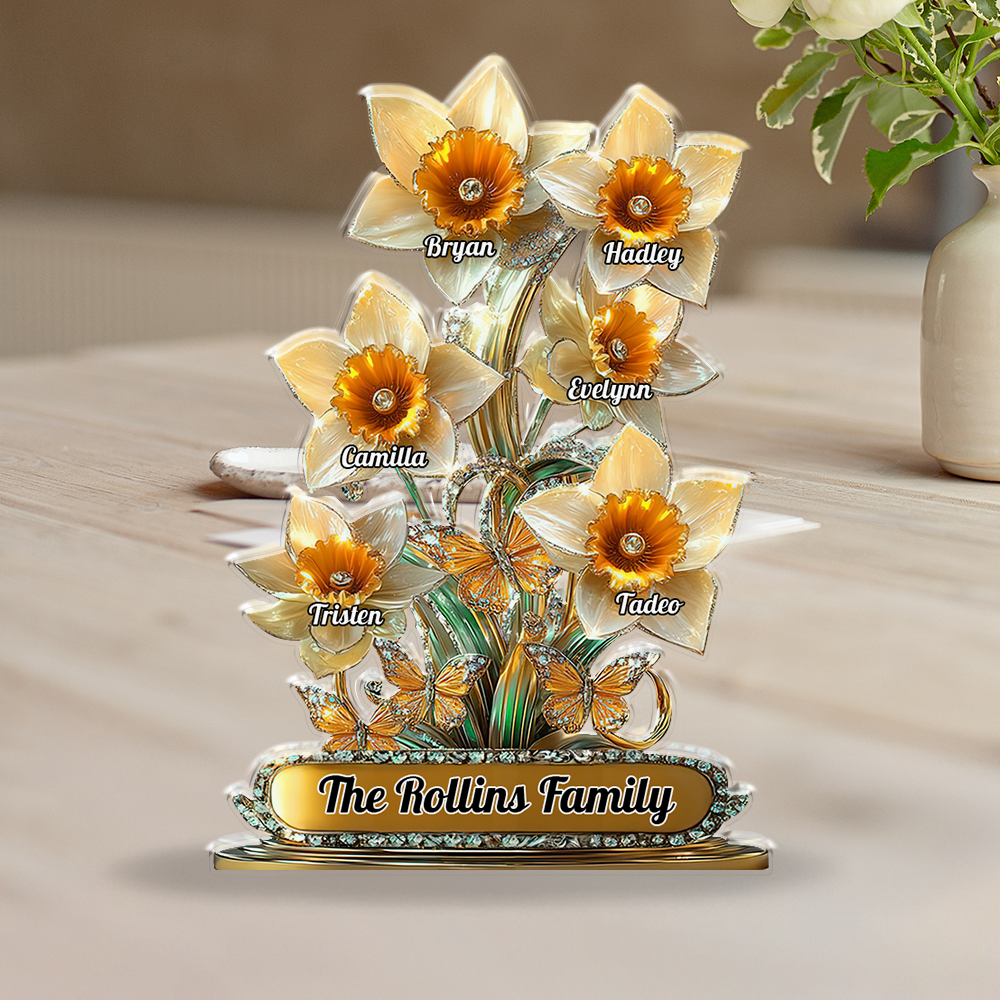 Family Flower - Personalized Custom Shaped Acrylic Plaque - Lily