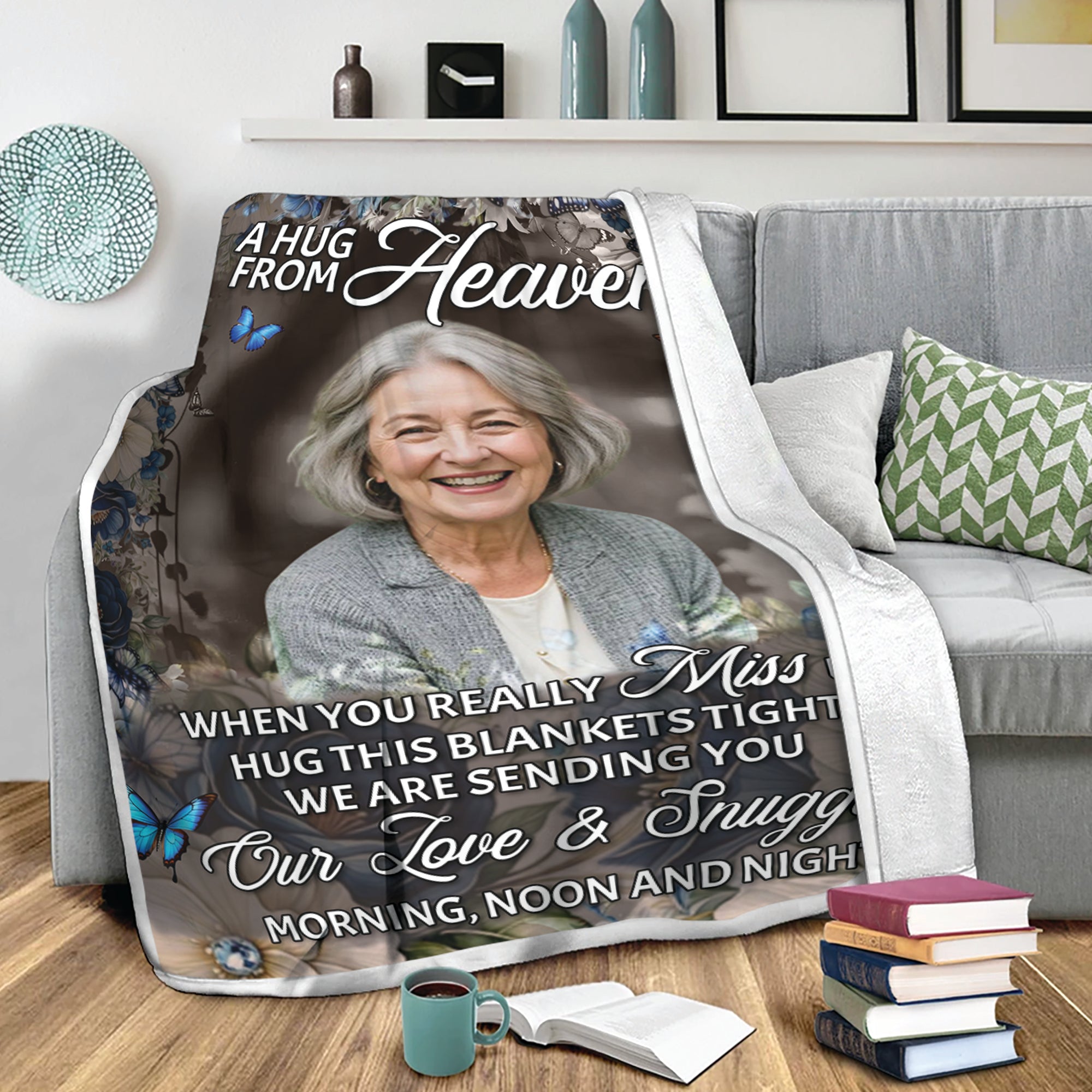 A Hug From Heaven - Custom Photo Memorial Blanket - Christmas Gift