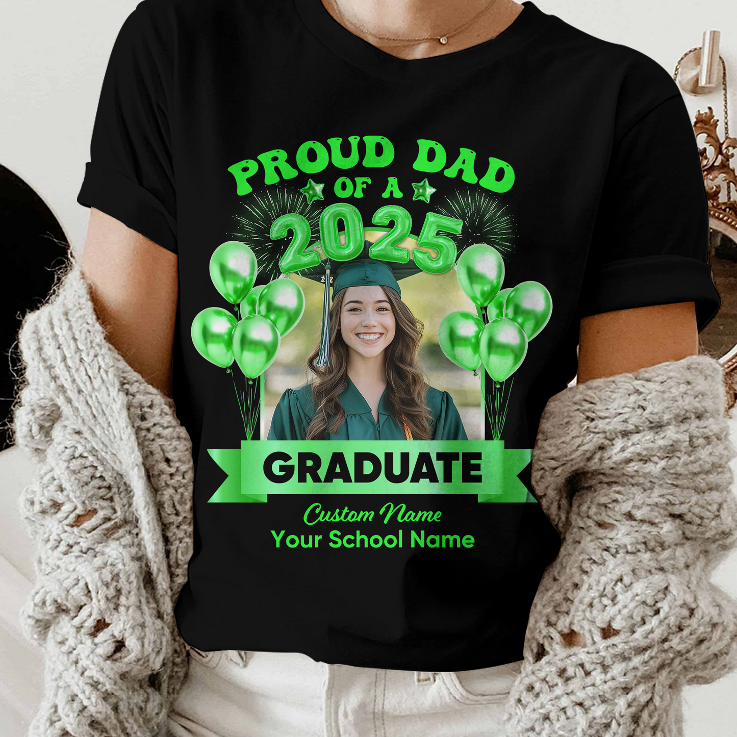 Proud Family Of A 2025 Personalized Graduation Shirt Upload Photo T-shirt, Graduation Gift