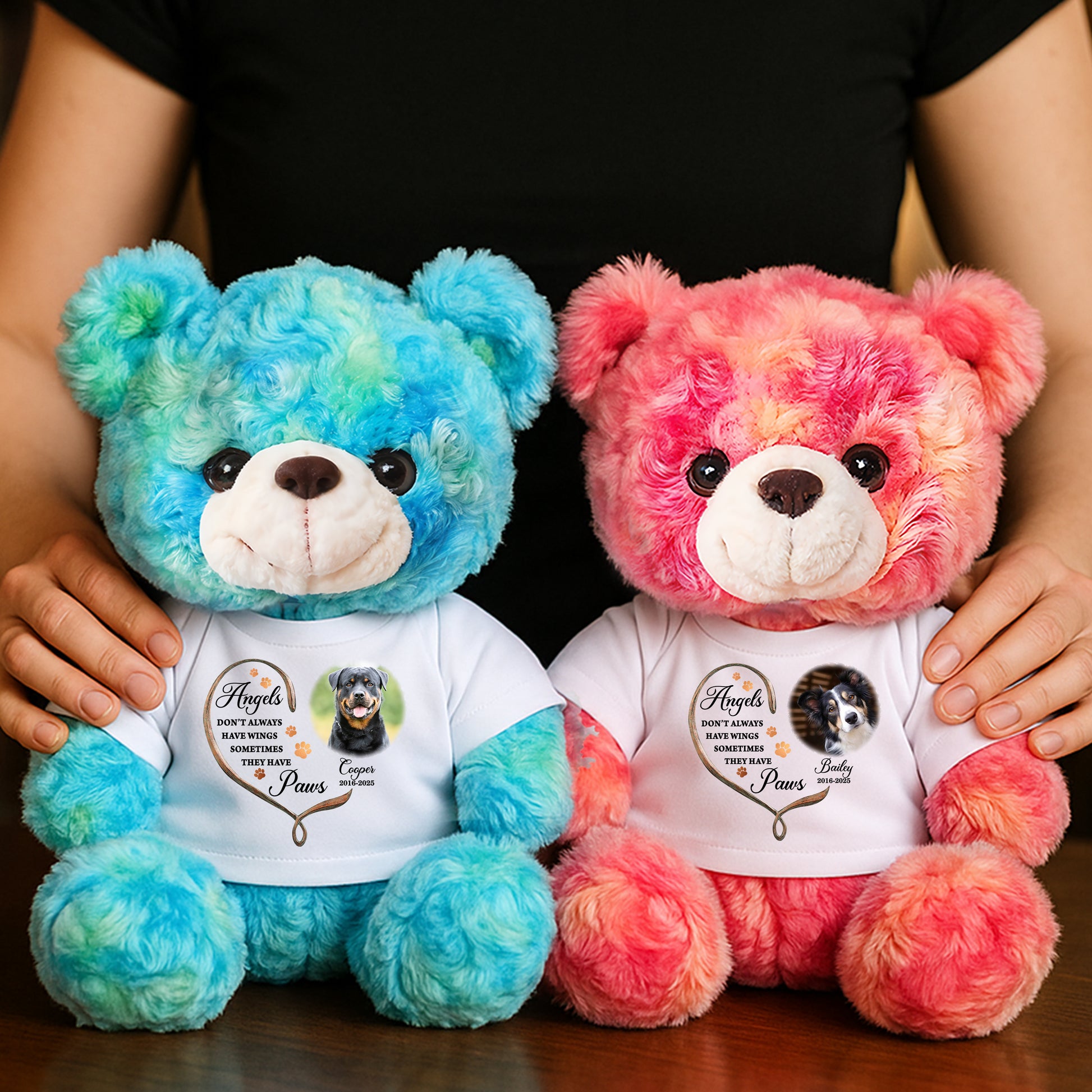 Custom Pet Name and Photo Teddy Bear - Personalized Pet Memorial Bear Plush