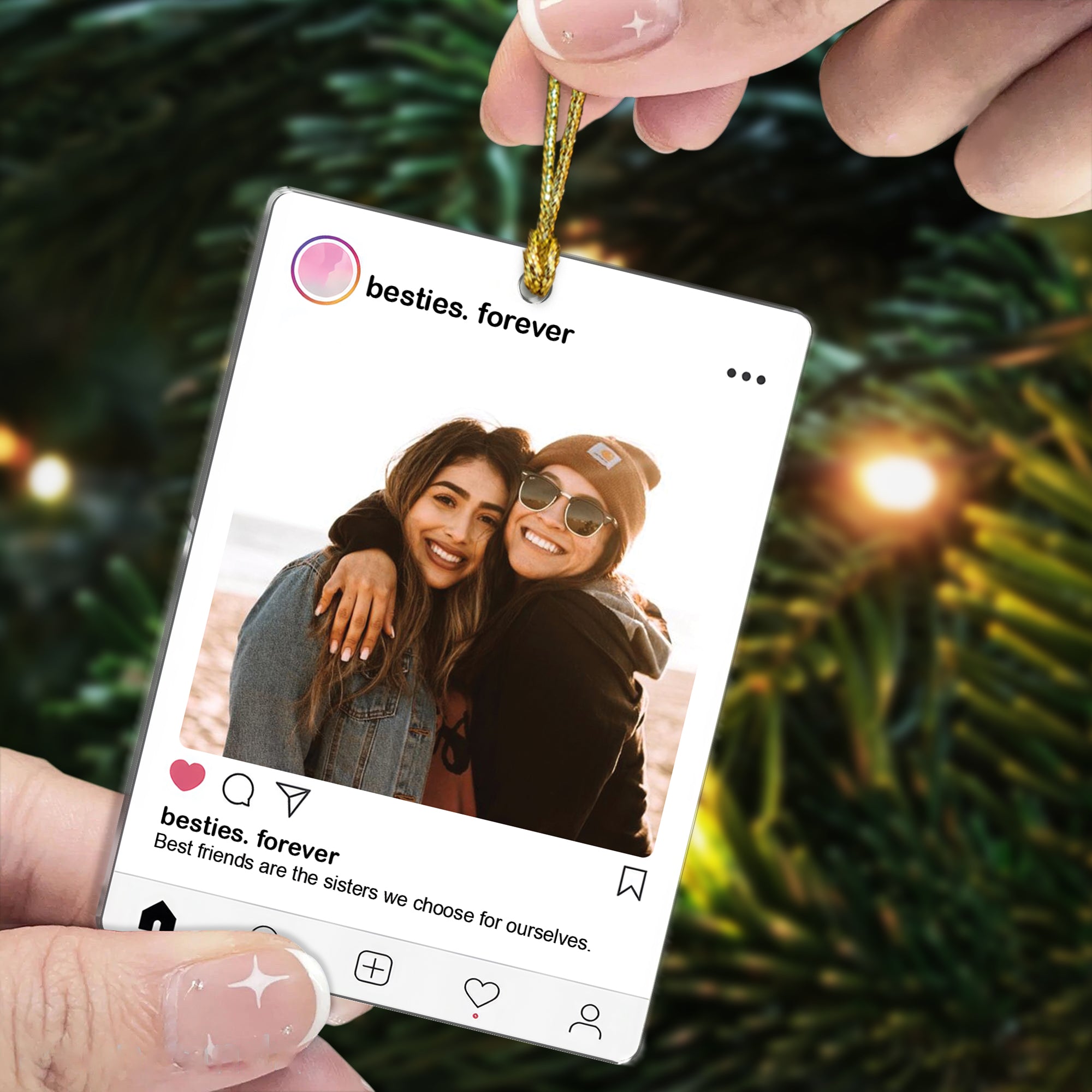 Besties Forever - Custom Name and Photo Hologram Ornament - Home Decoration
