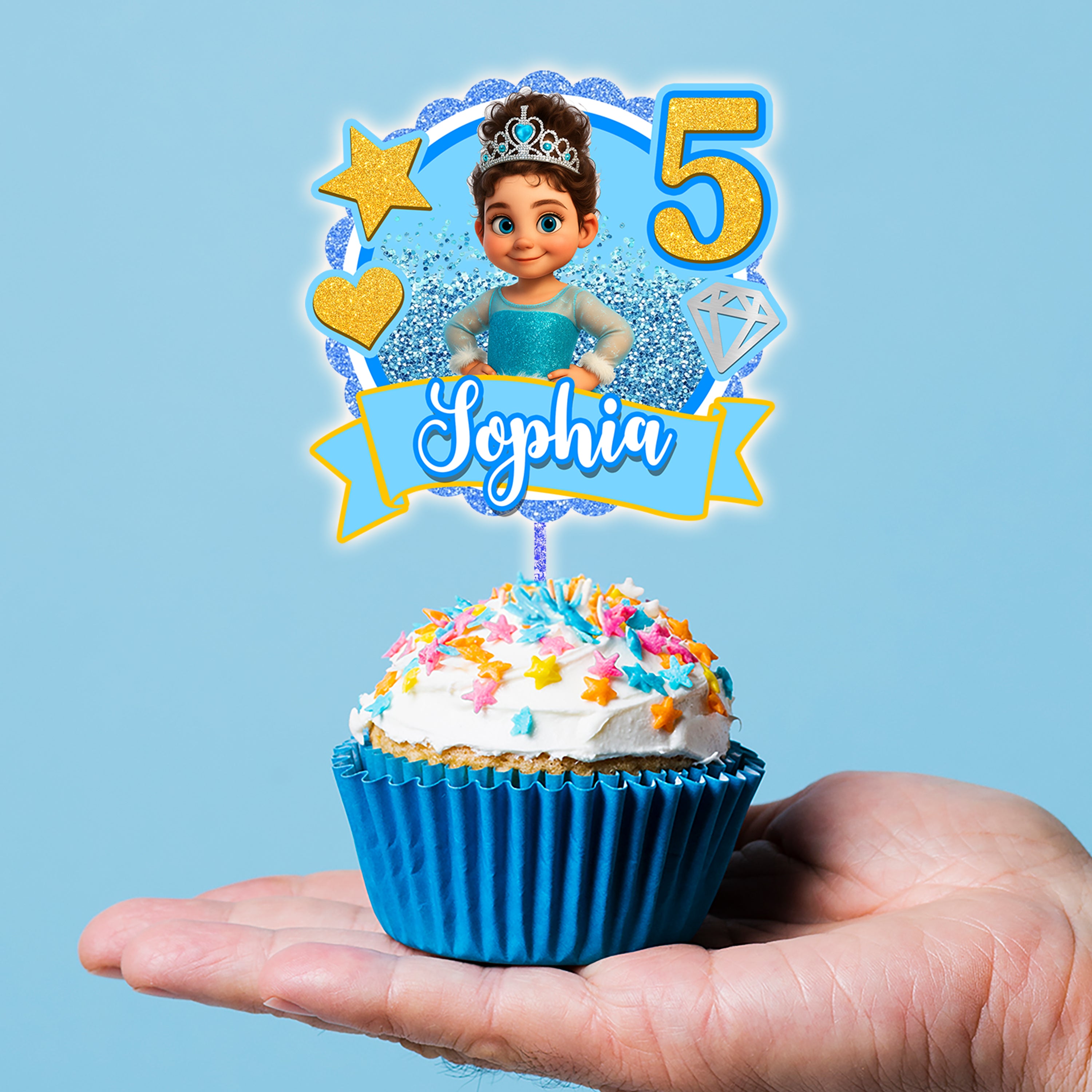 Princess Baby Birthday Face Photo - Custom Birthday Party Face Cupcake Toppers, Birthday Decorations, Physical Product
