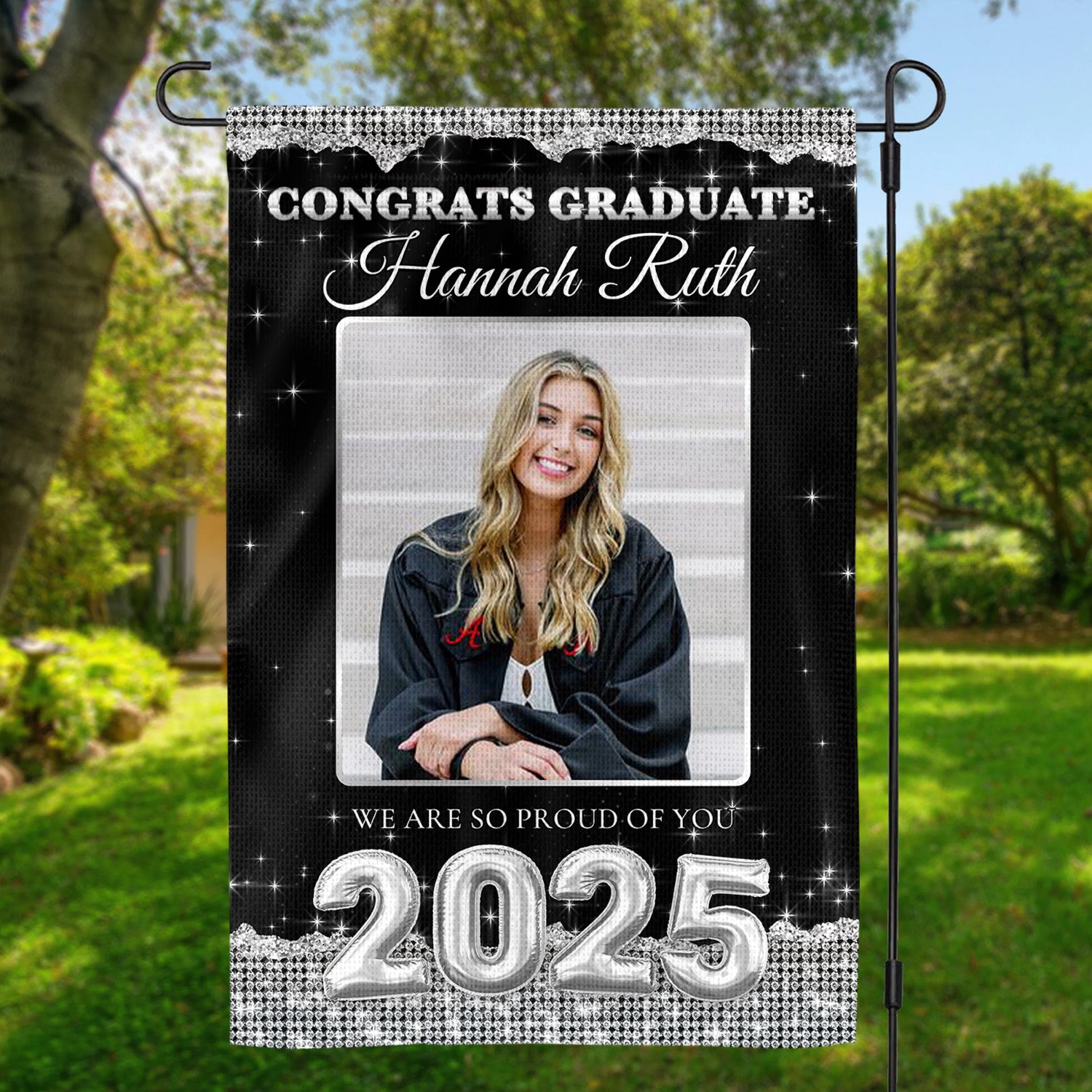 Custom Graduation Flag | Congrats Graduate Class Of 2025 With Photo – Graduation Garden Flag & Party Decor