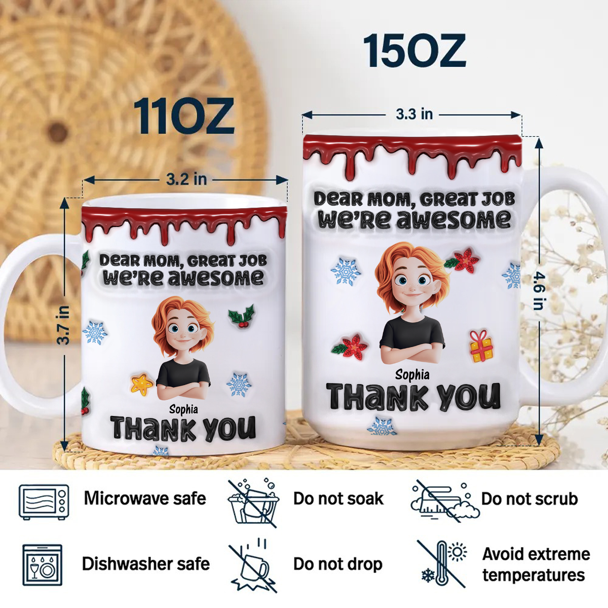 Custom Name Kids Mug - Dad Mom Family Gift - Personalized Custom Mug