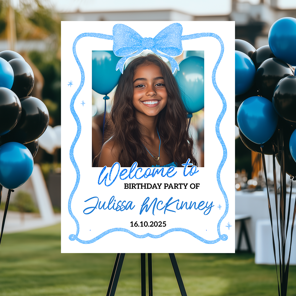 Birthday Party Sign - Custom Name & Photo Law Sign - Welcome To My Birthday Sign