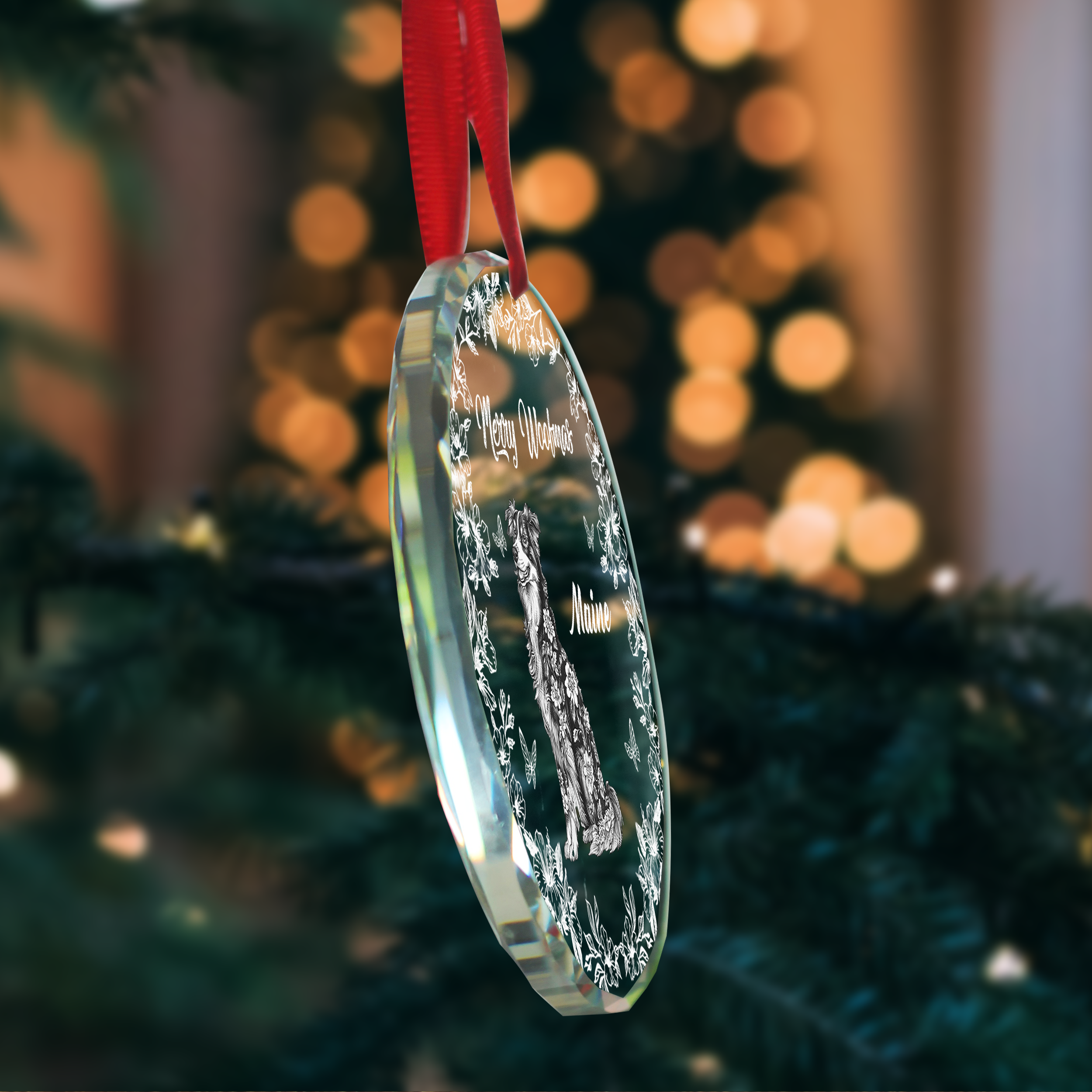 Merry Woofmas - Personalized Custom Glass Ornament