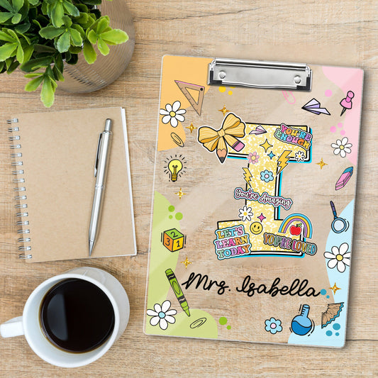 Custom Name with Letters - Acrylic Clipboard for Teachers - Custom Teacher Gift