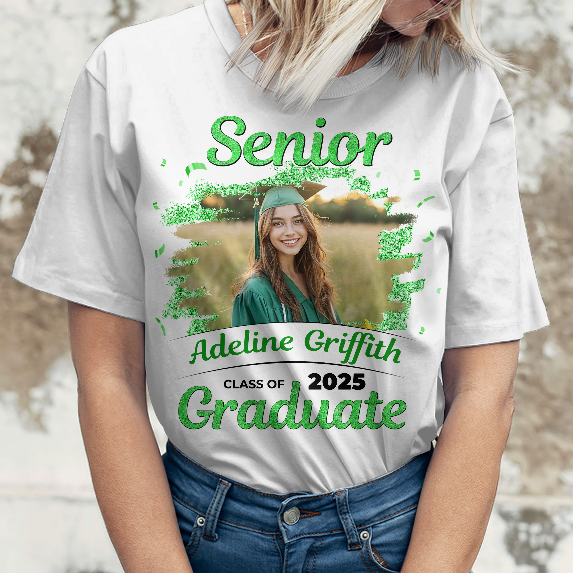 Senior Custom Photo, Name And Year, Graduation - Gift For Graduation - Personalized T-Shirt