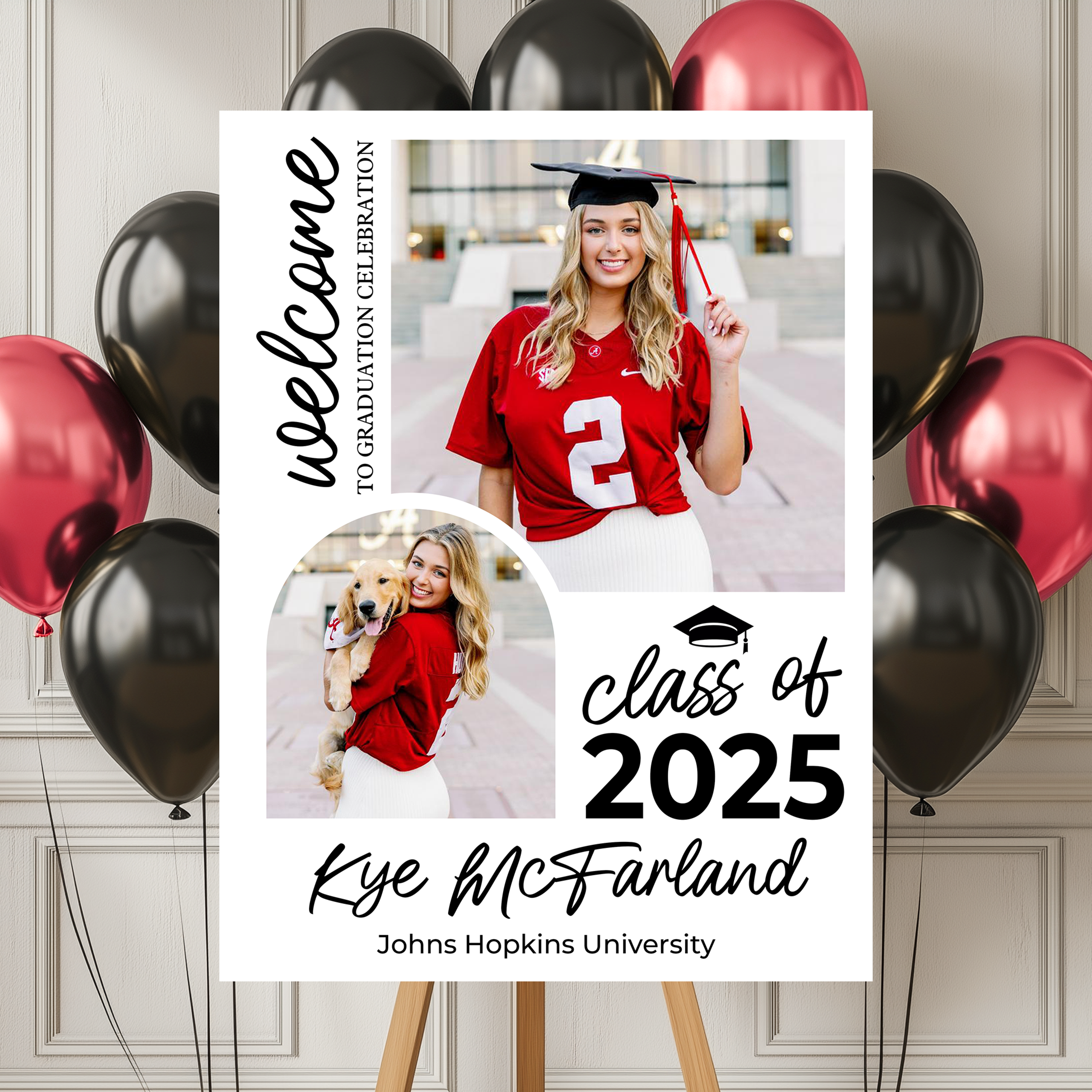 Welcome To The Graduation Celebration Class Of 2025 Personalized Multi Photo Welcome Sign