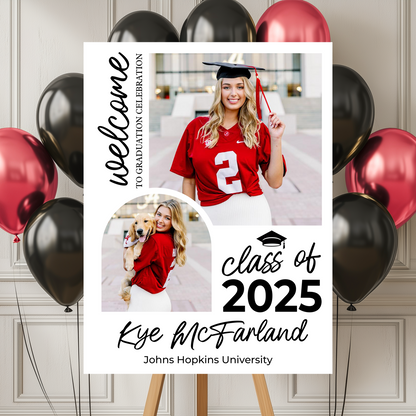 Welcome To The Graduation Celebration Class Of 2025 Personalized Multi Photo Welcome Sign
