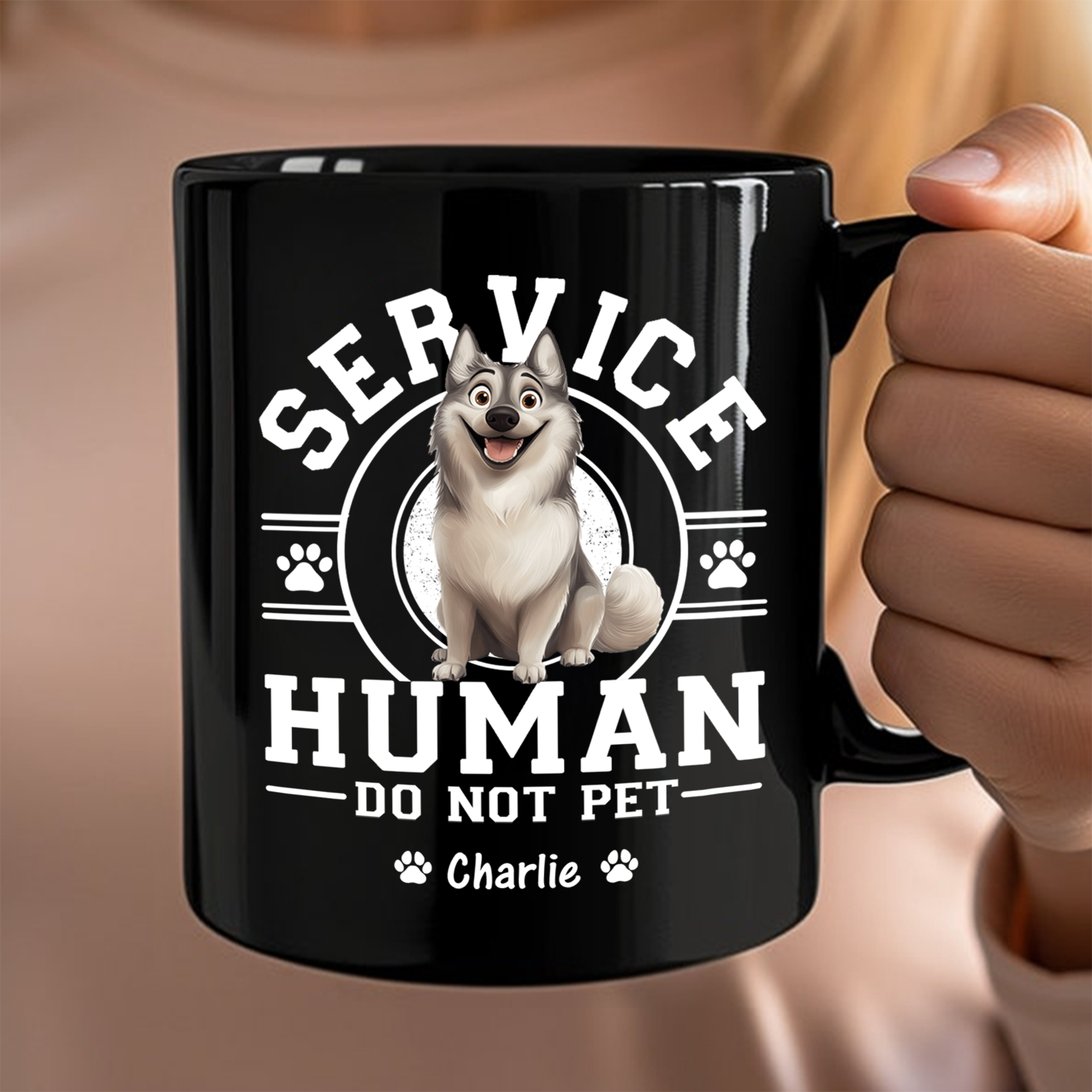 Service Human Do Not Pet - Custom Dog Name - Personalized Mug for Dog Lover