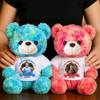 In Loving Memory - Personalized Memorial Bear Plush - Custom Name and Photo Teddy Bear