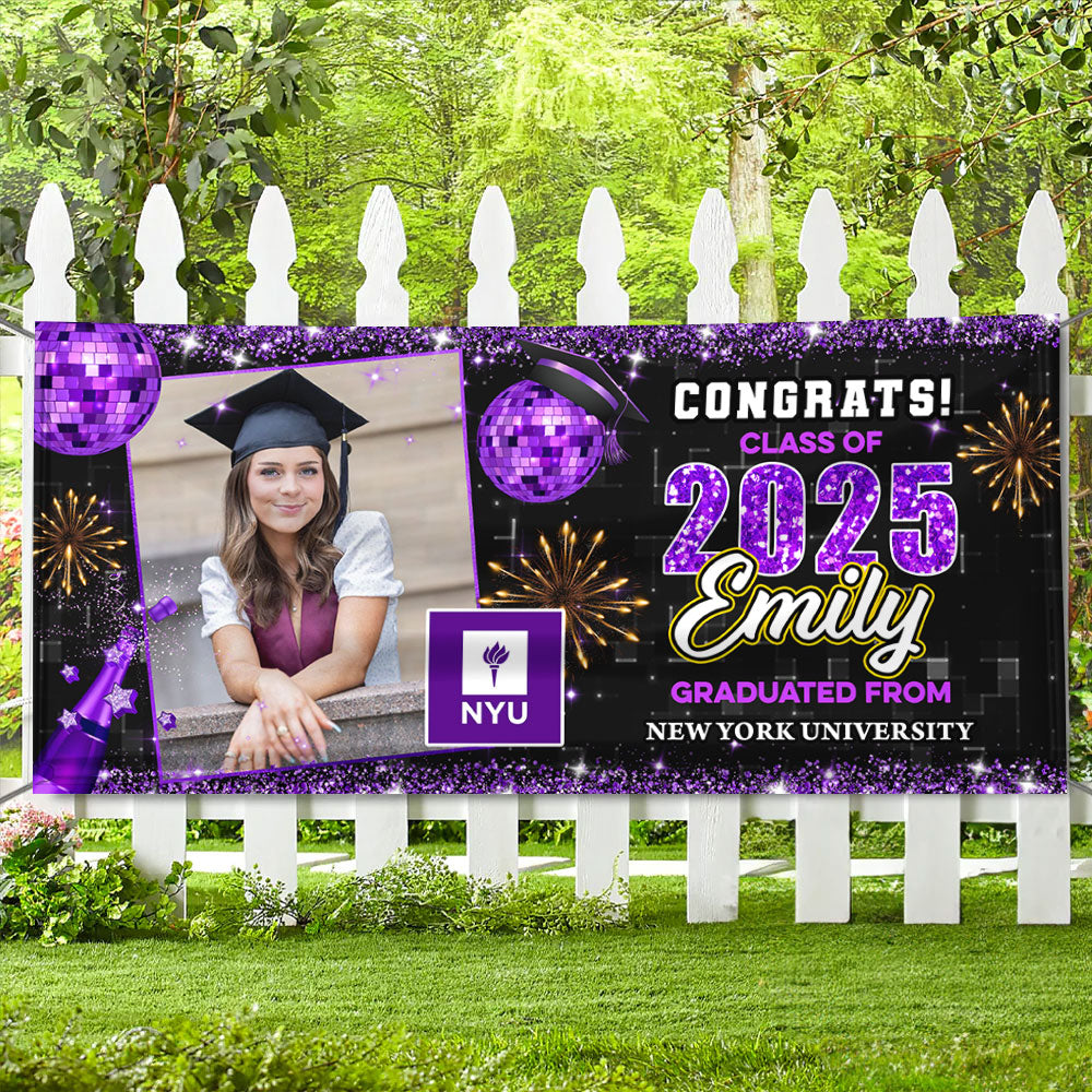 Personalized Graduation Banner – Class of 2025 Custom Name & Photo Party Decoration