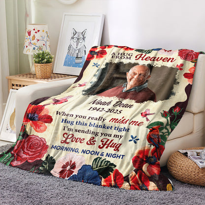 Hug From Heaven - Custom Photo Sympathy Gift - Personalized Memorial Custom Blanket