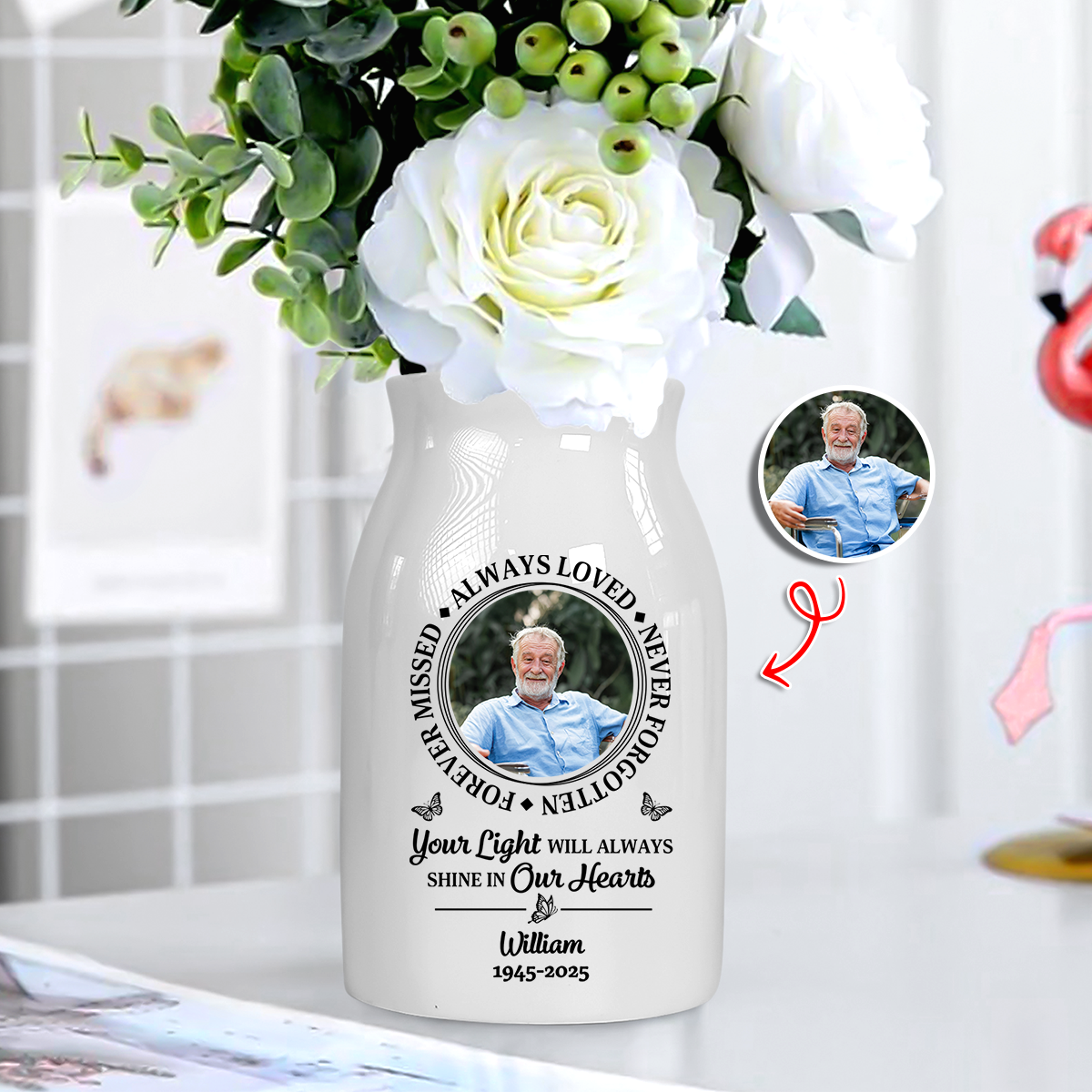 Always Loved - Personalized Ceramic Flower Vase - Sympathy Gift