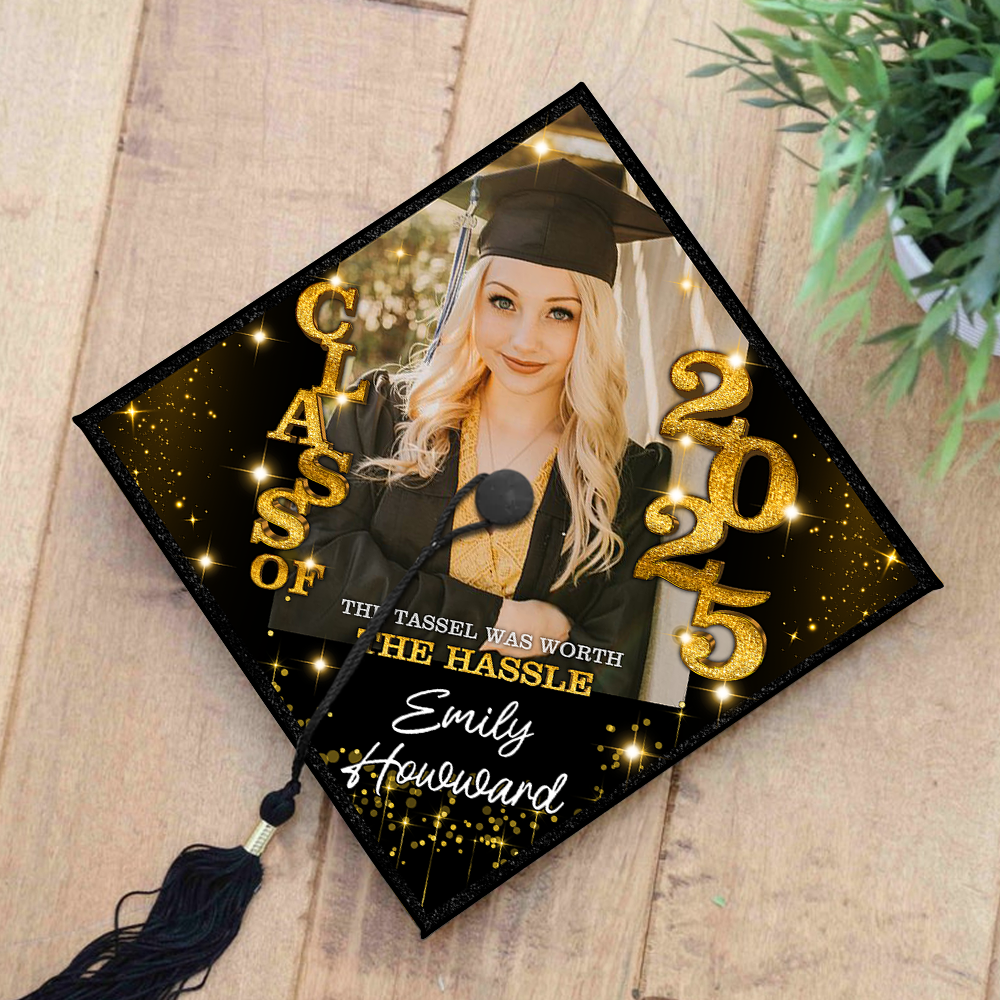 Personalized Class Of 2025 Photo Graduation Cap Topper, Decorations For Grad Cap