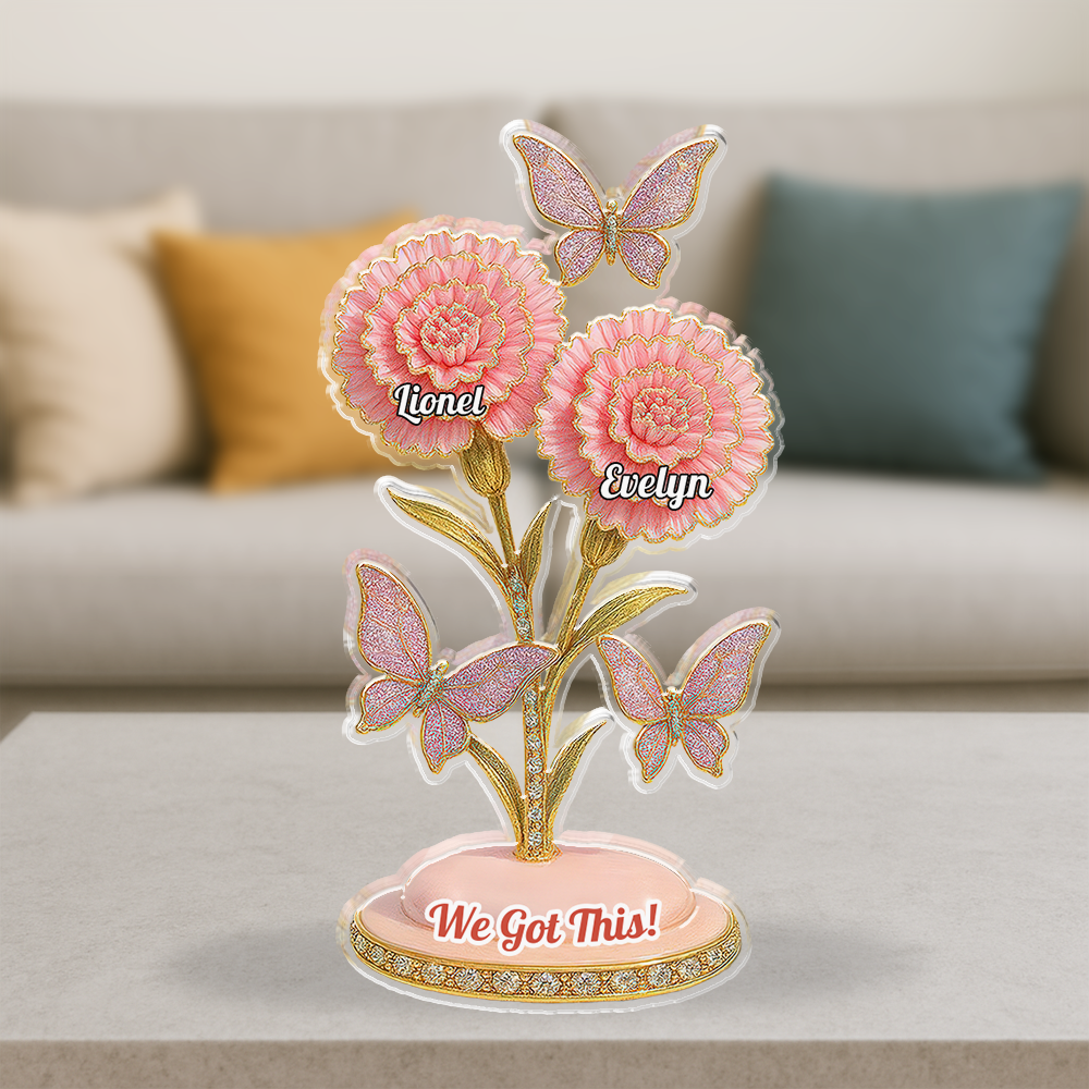 Family Flower - Custom Name with Flower Shape  - Custom Shape Acrylic Block Plaque