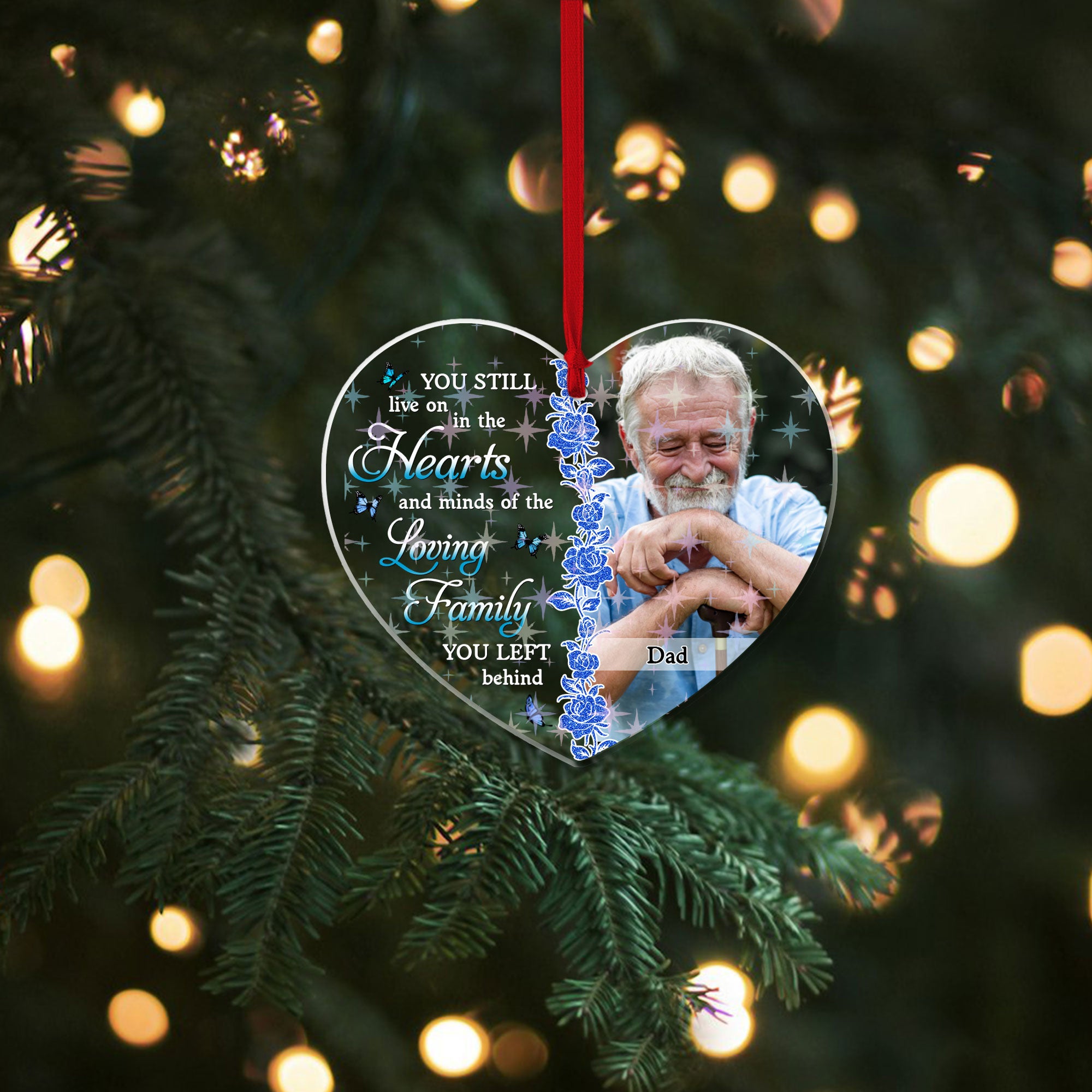 Personalized Memorial Christmas Ornament - Custom Shape Hologram Ornament