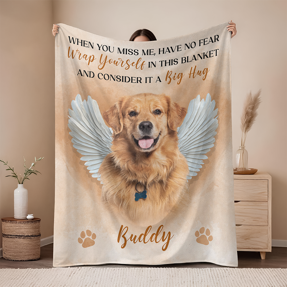 A Big Hug - Custom Pet Memorial Gift - Personalized Memorial Custom Blanket
