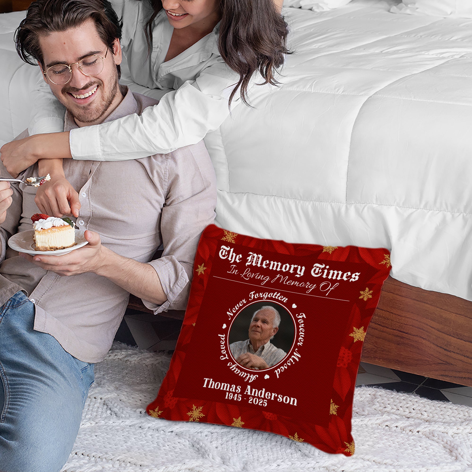 The Memory Times - Custom Name and Photo Memorial Gift - Personalized Pillow