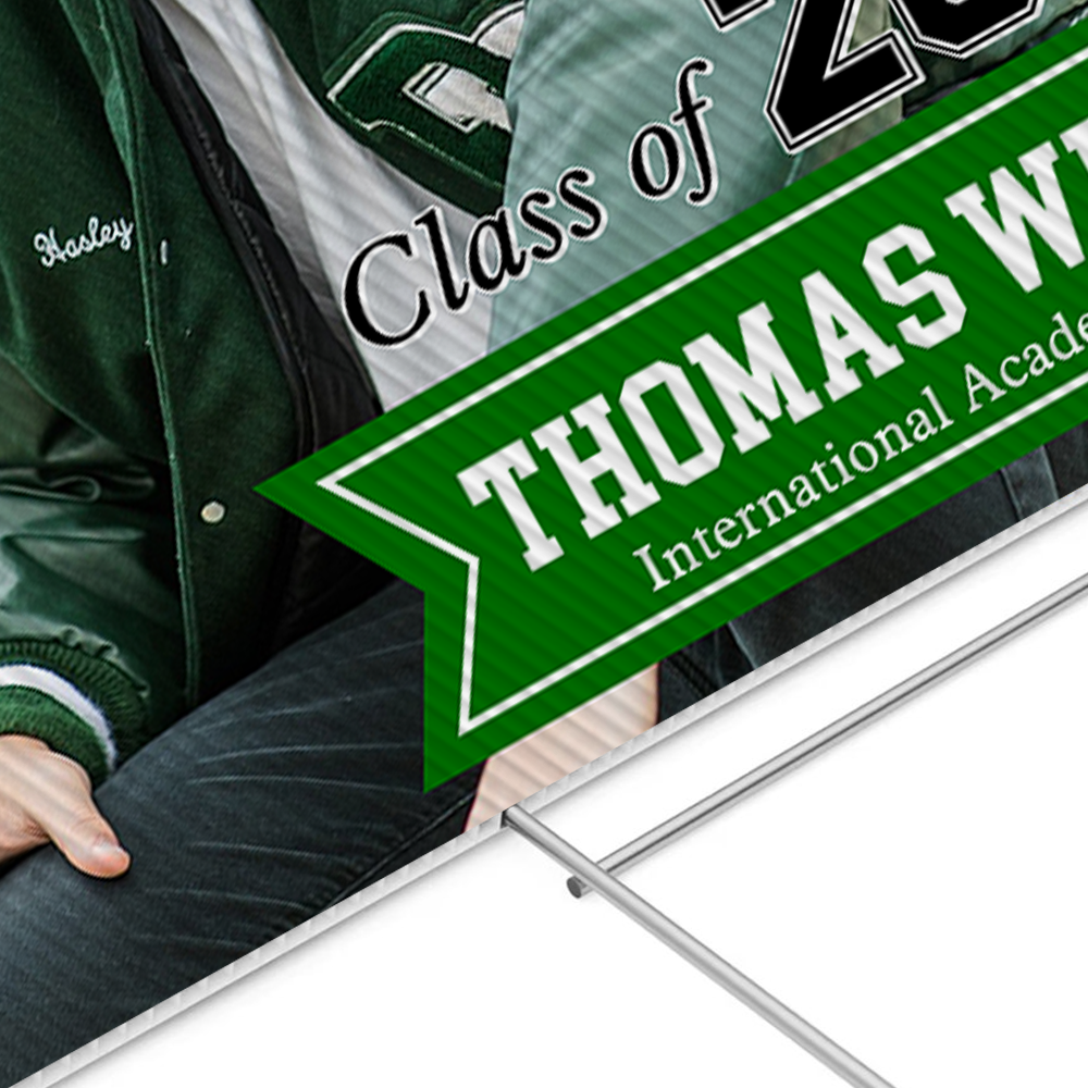 Custom Graduation Lawn Sign - Class of 2025, Personalized Name, School & Photo