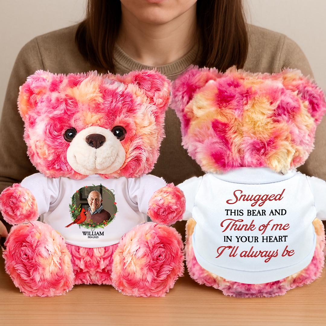 Personalized Memorial Bear Plush - Custom Name and Photo Teddy Bear