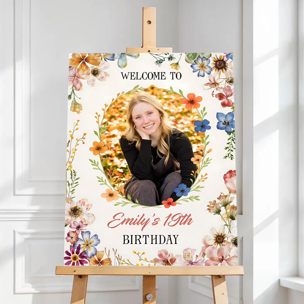 Birthday Party Sign - Custom Name & Photo Law Sign - Birthday Party Welcome Sign