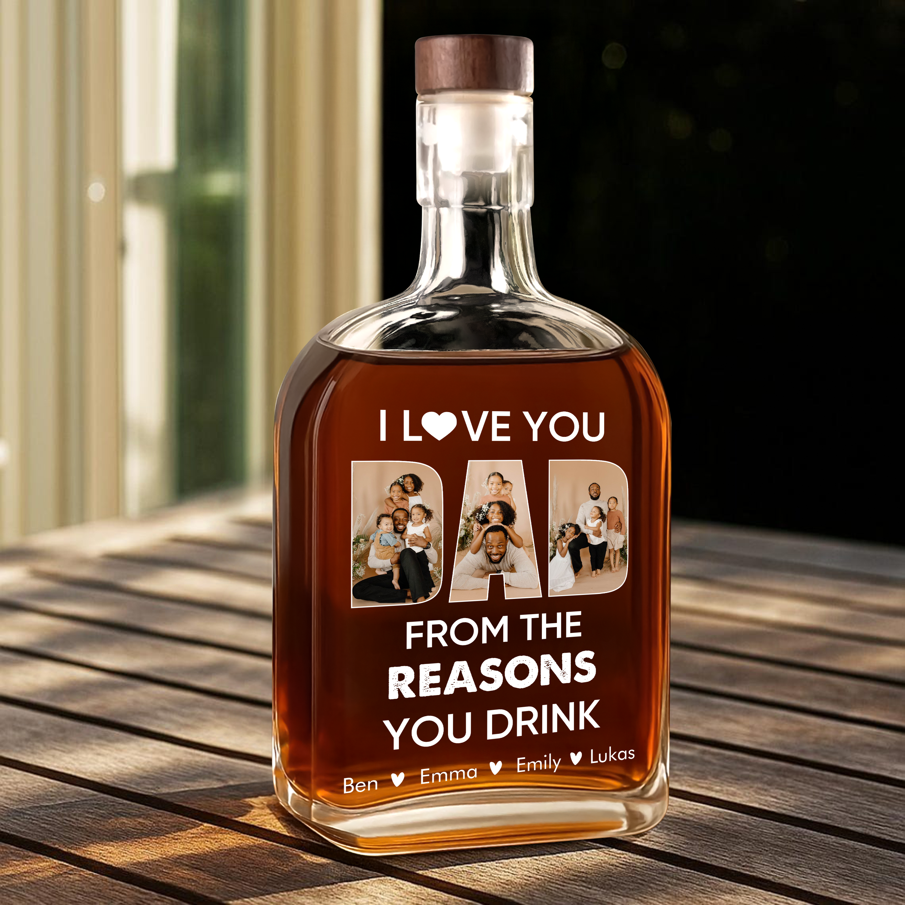 I Love You Dad - Family Personalized Custom Whiskey Bottle