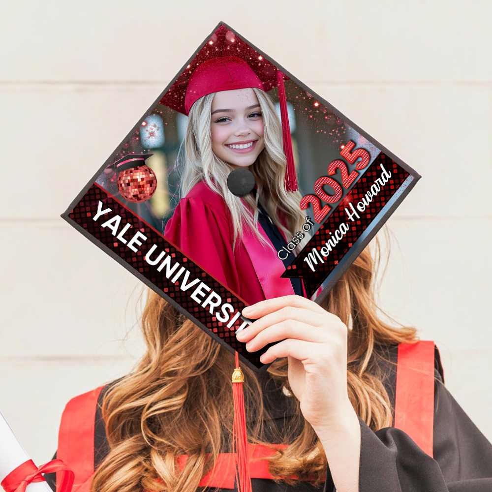 Class Of 2025 Graduation Cap Topper, Personalized Photo Graduation Cap Topper