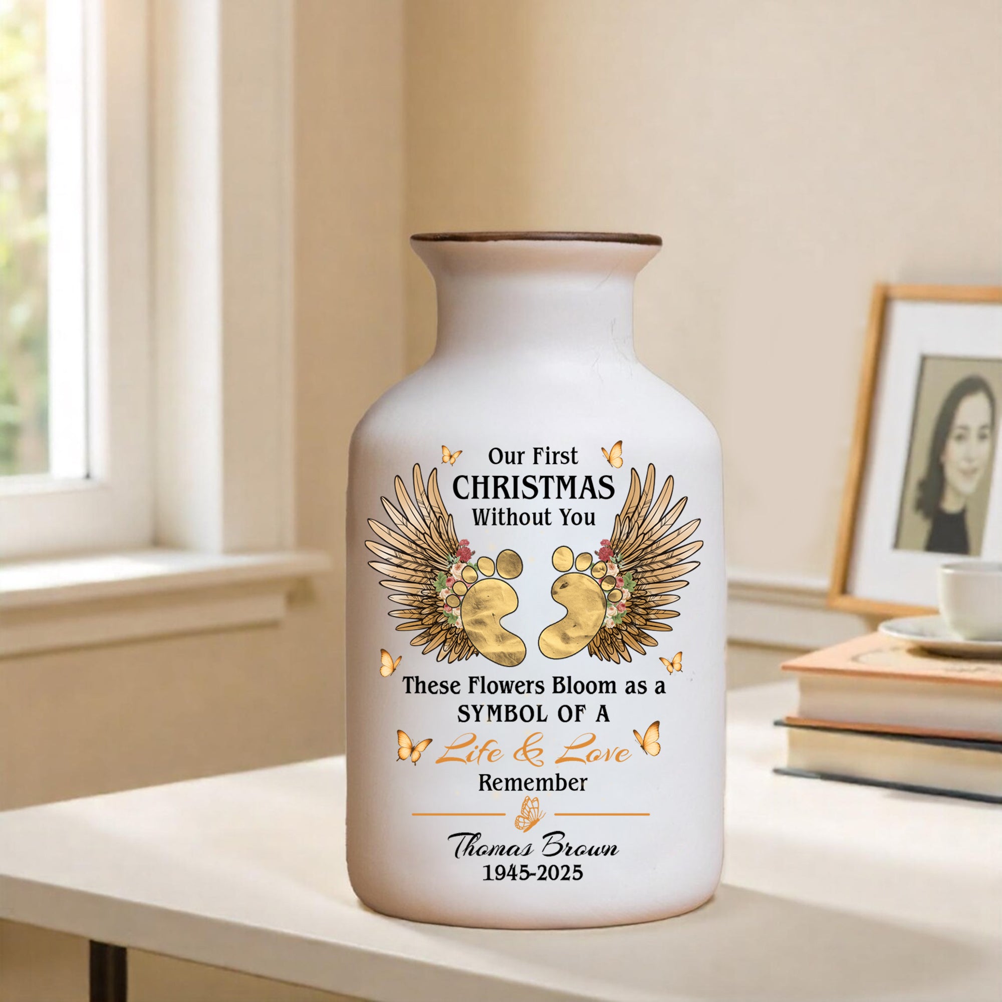 Our First Christmas Without You - Personalized Elegant Ceramic Flower Pot Minimalist - Miscarriage Memorial Gift