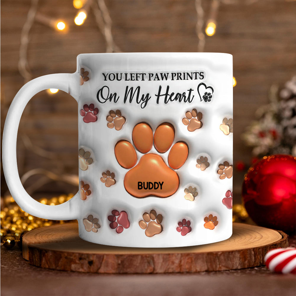 Pawprints On My Heart - Pet Memorial Gift - Personalized Custom Mug