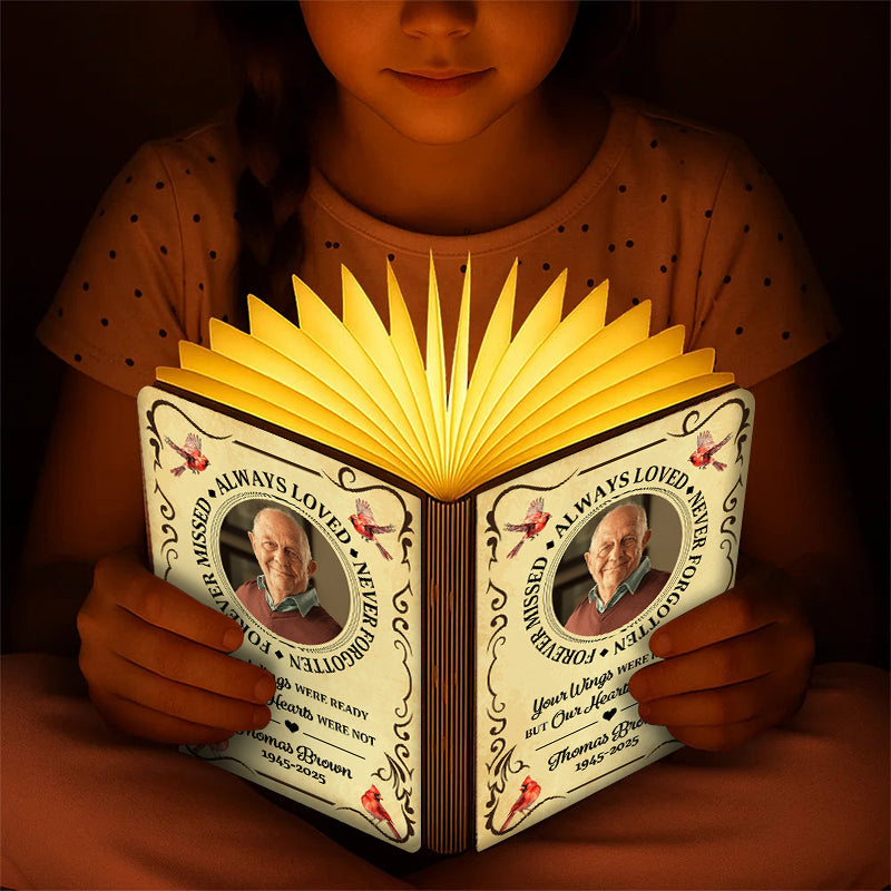 Always Loved Forever Missed - Personalized Book Lamp - Memorial Gift