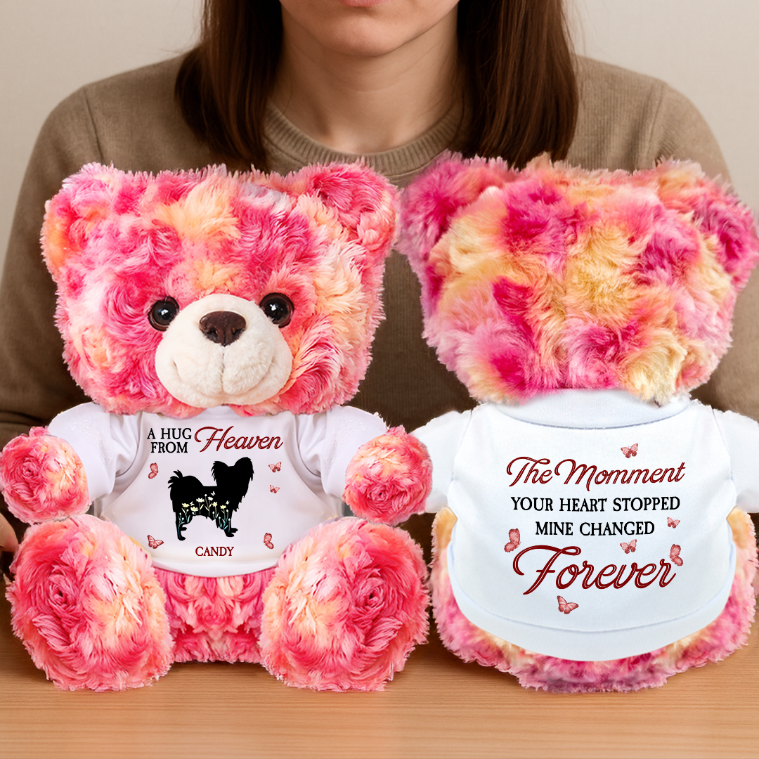 A Hug From Heaven - Personalized Dog Memorial Bear Plush - Custom Name Teddy Bear