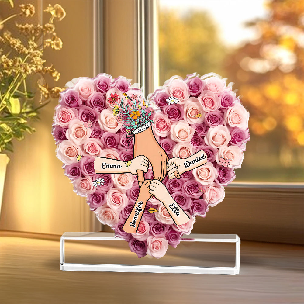 Family Heart - Personalized Name Gift - Custom Shape Acrylic Block Plaque