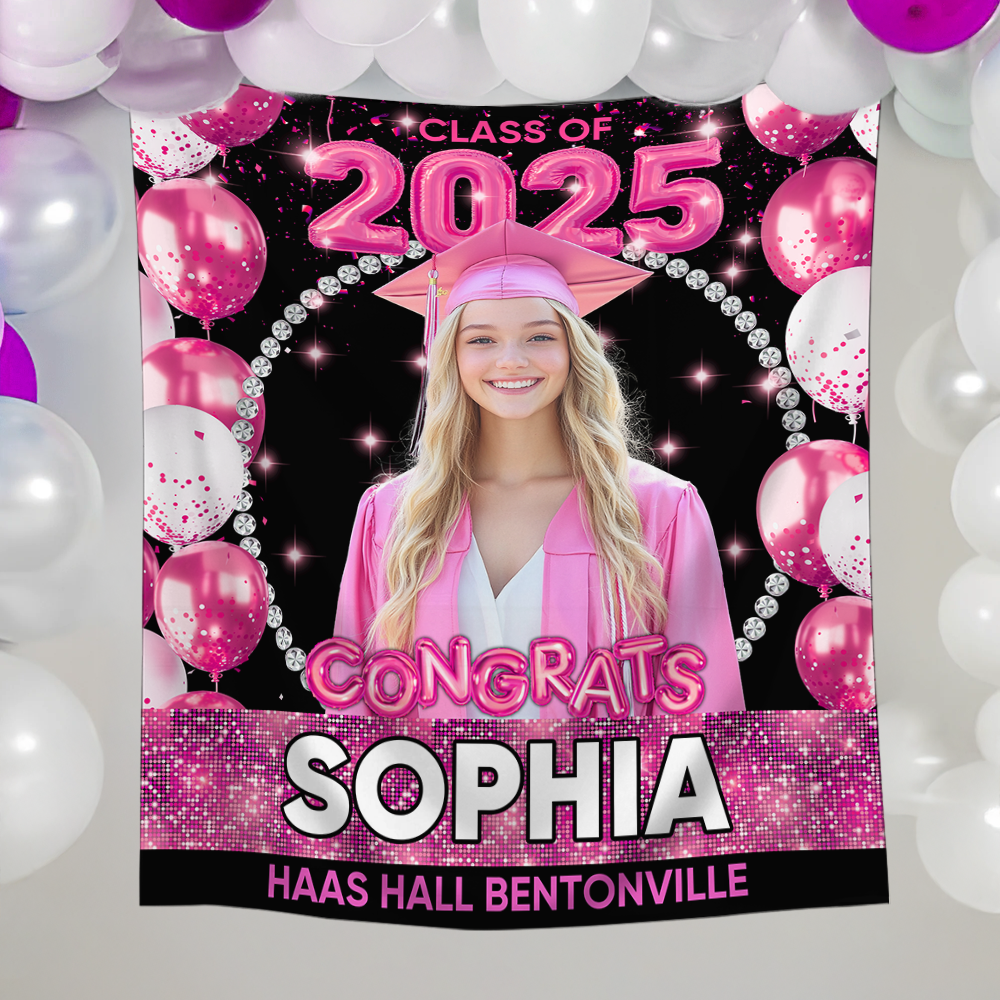 Personalized Congrats Class Of 2025 Graduation Backdrop, Custom Photo Graduation Party Decorations