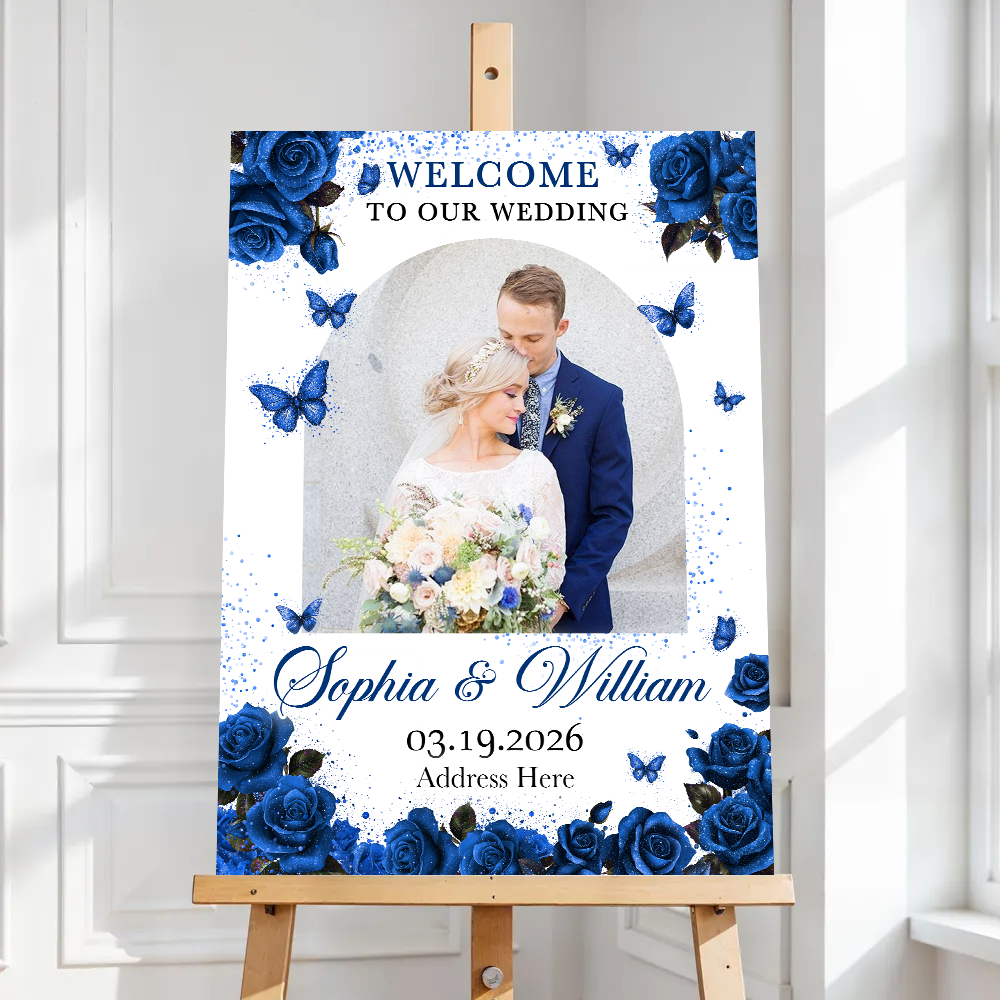 Welcome to Our Wedding Sign - Custom Name and Photo Wedding Law Sign