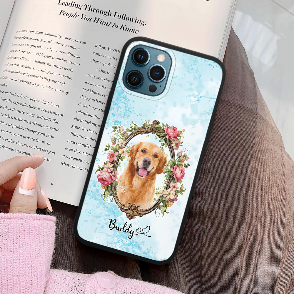 Custom Name and Photo - Personalized Black Silicone Phone Case - Stylish Cute Gift for Pet Lovers
