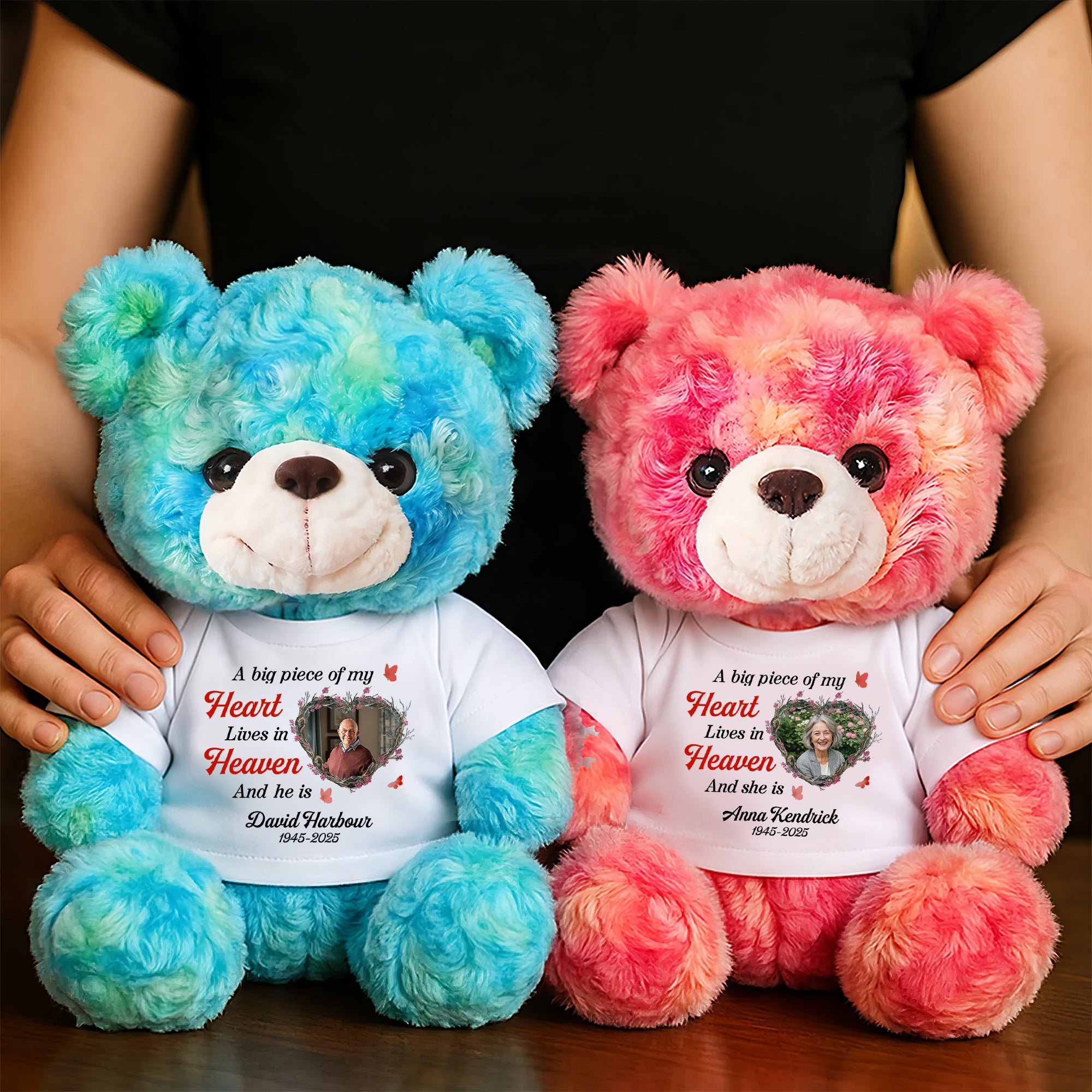 A Big Piece Of My Heart Lives In Heaven - Sympathy Gift - Custom Name and Photo - Personalized Bear Plush