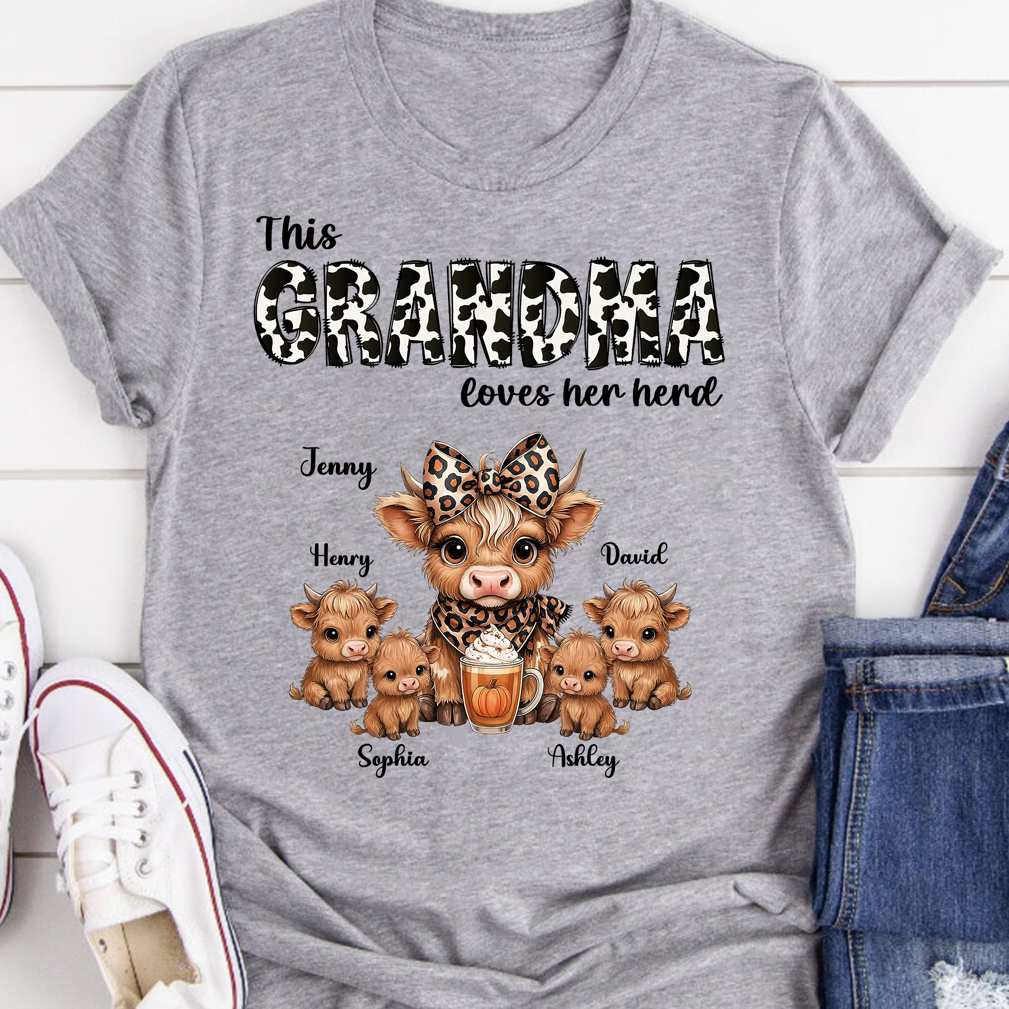 Grammy Love Her Herd Kids - Custom Name Shirt - Personalized Shirt Custom T-shirt