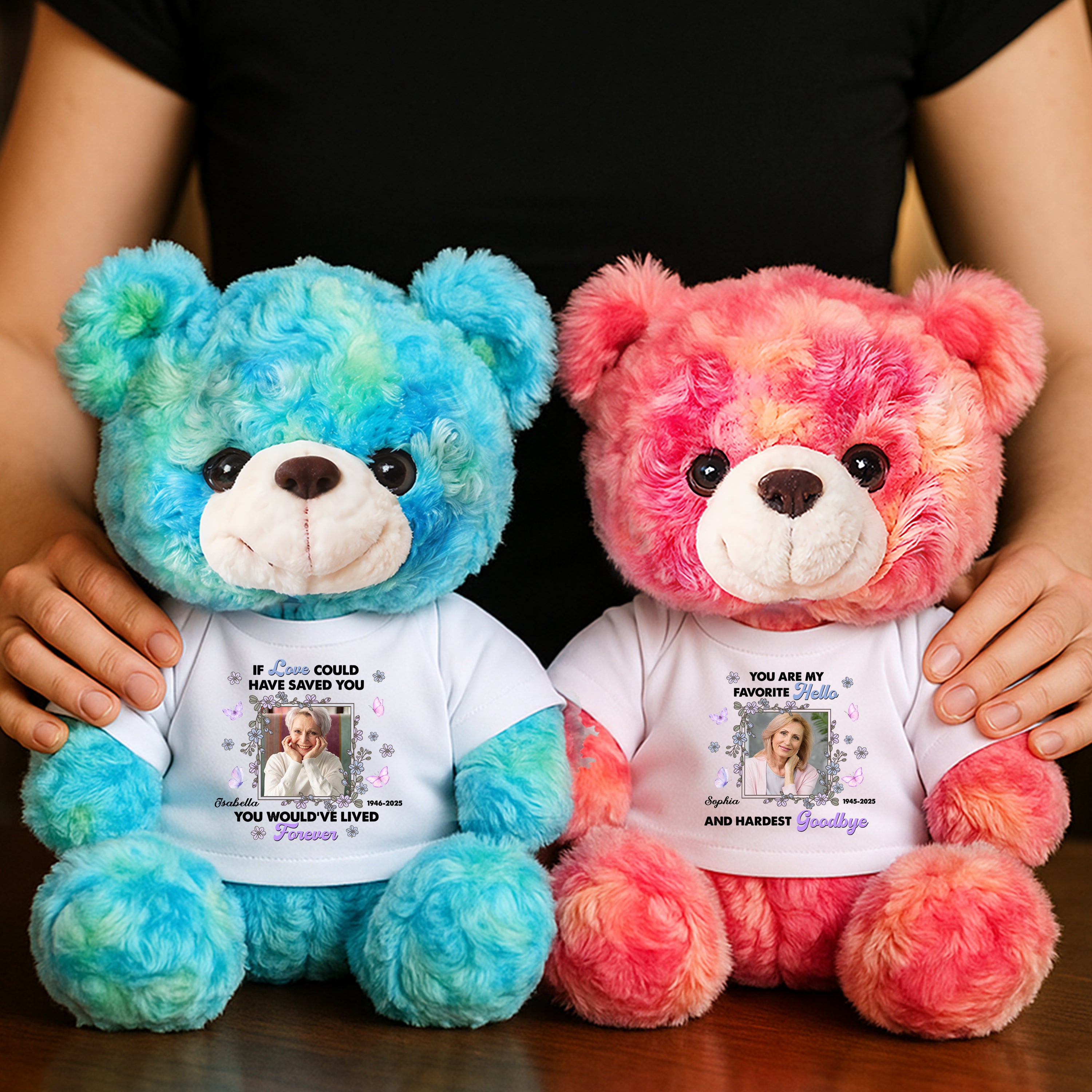 You Are My Favorite Hello - Personalized Memorial Bear Plush - Custom Name and Photo Teddy Bear